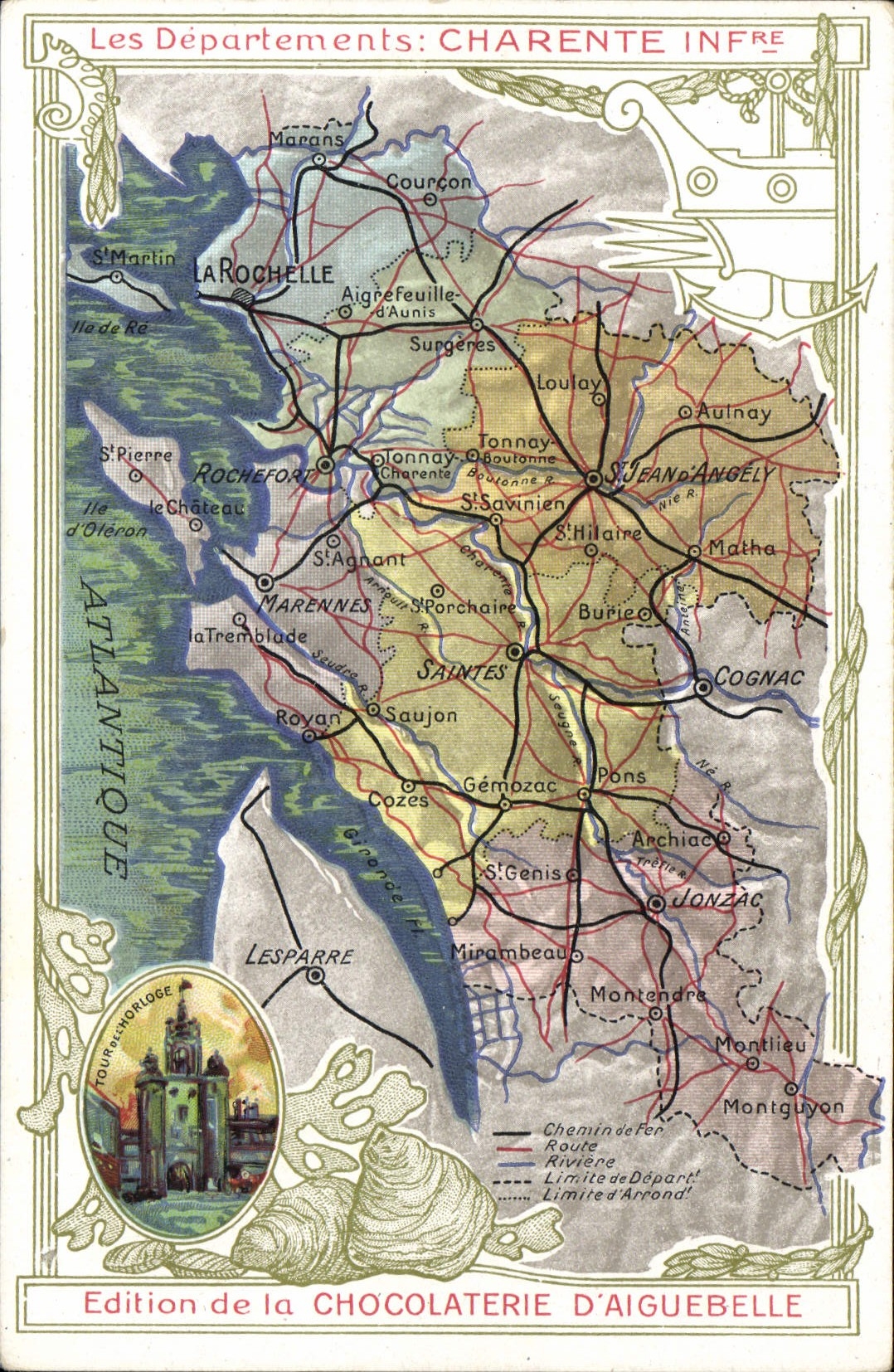 VINTAGE POSTCARD Lower Charente Department Chocolate factory of Aiguebelle