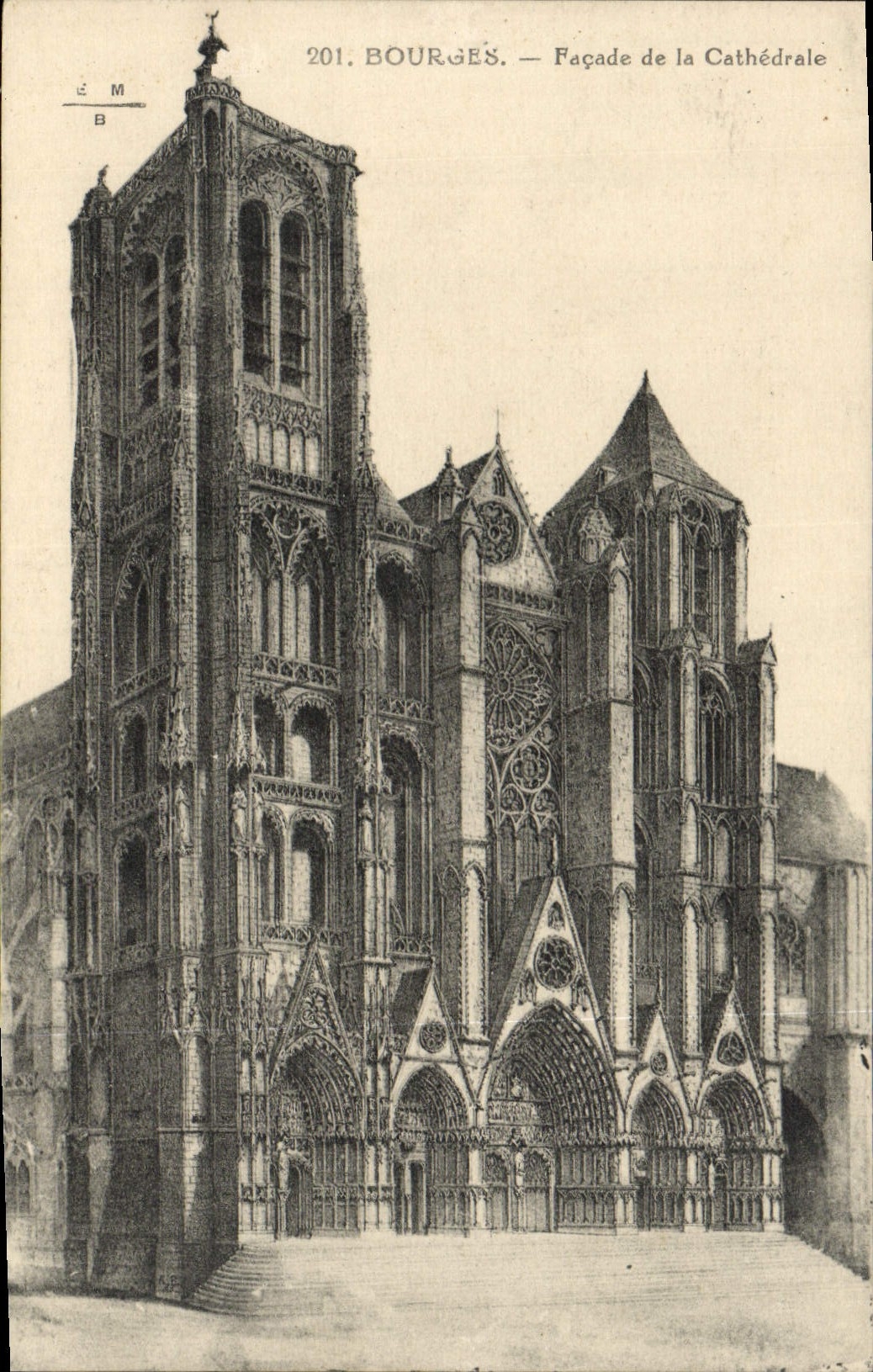 CPA Bourges Facade de la Cathedrale