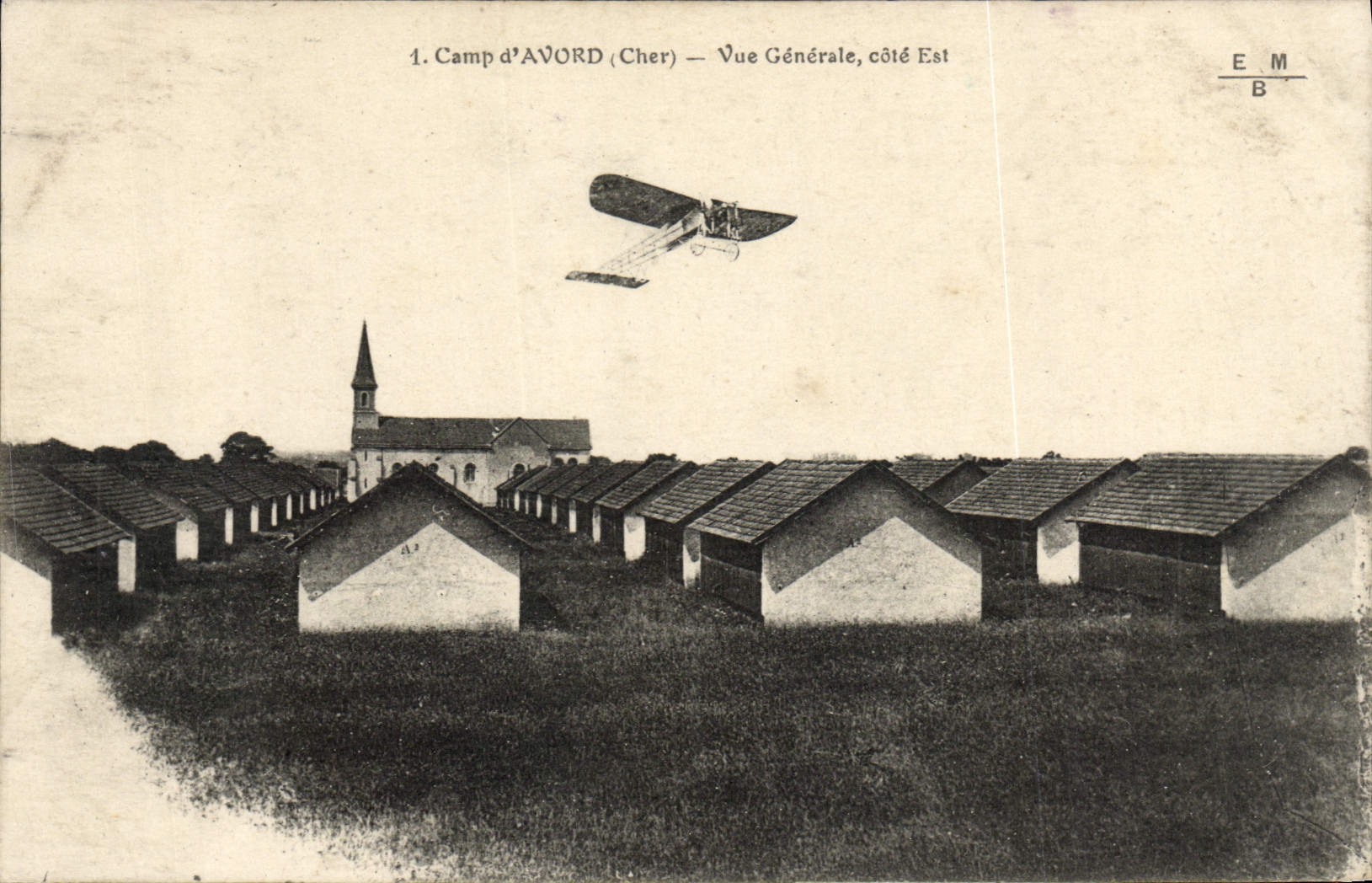VINTAGE POSTCARD Camp of Avord View Plane Aviation