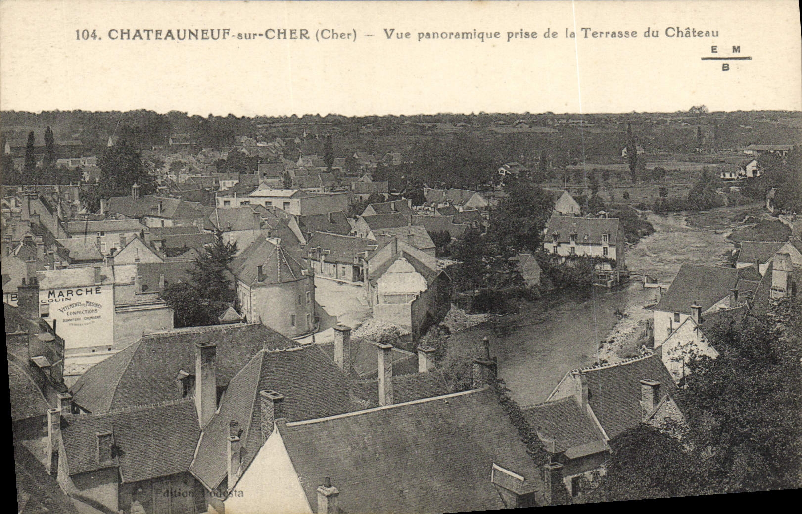 VINTAGE POSTCARD Chateauneuf on Expensive Panoramic View taken Terrace of the castle