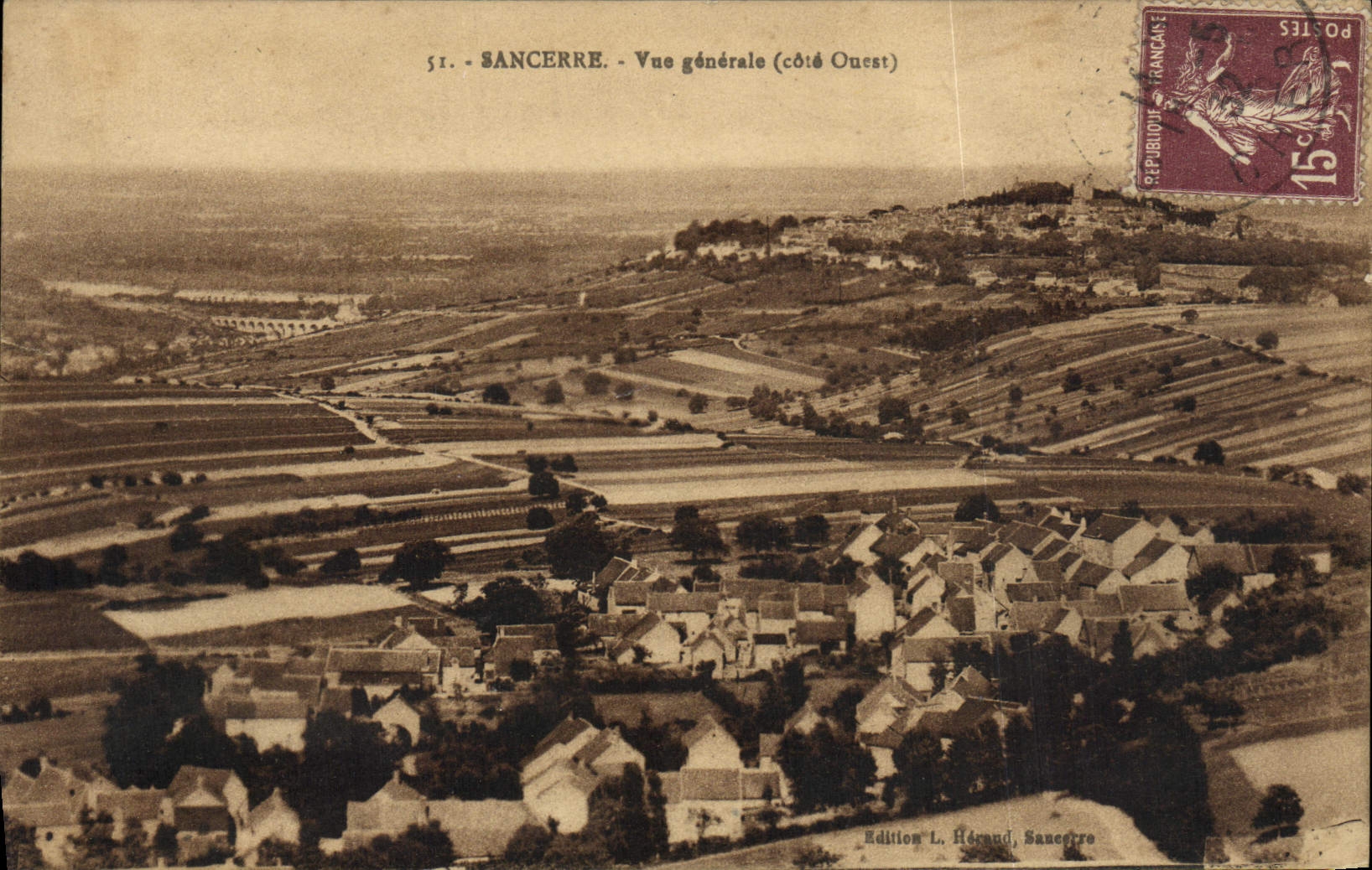 VINTAGE POSTCARD Sancerre View