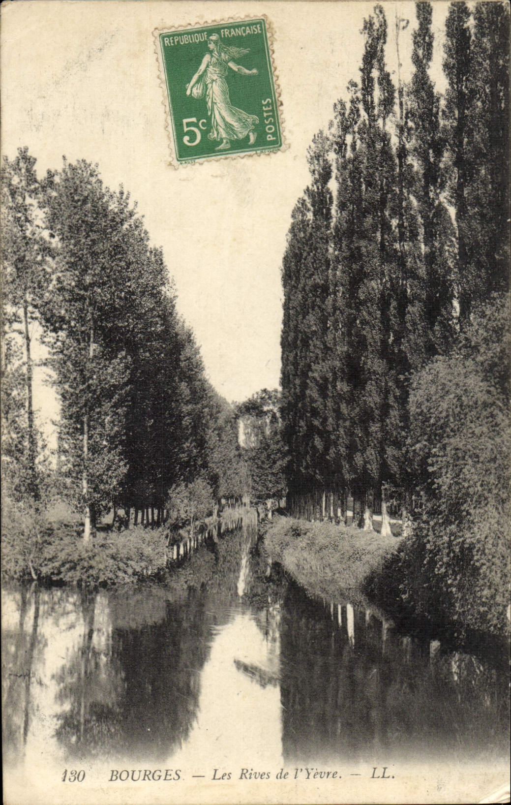 Bancos de Bourges de la POSTAL de la VENDIMIA de I Yevre