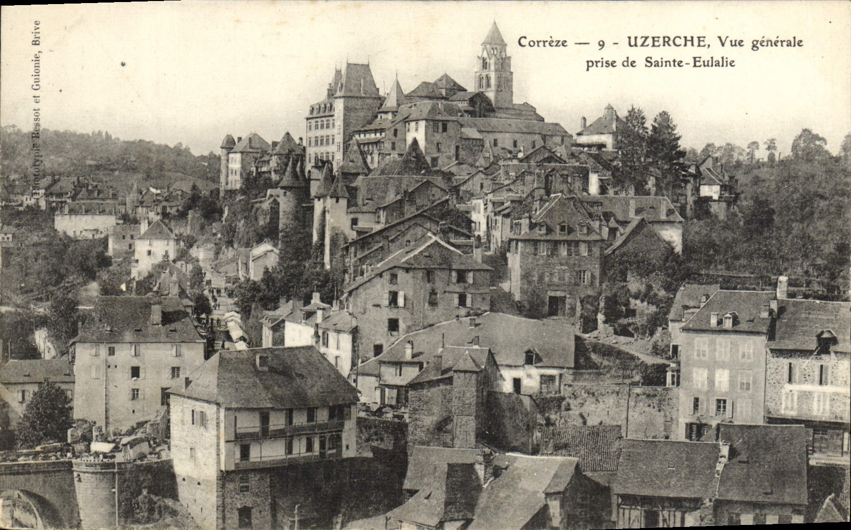 VINTAGE POSTCARD Uzerche View taken of Sainte Eulalie