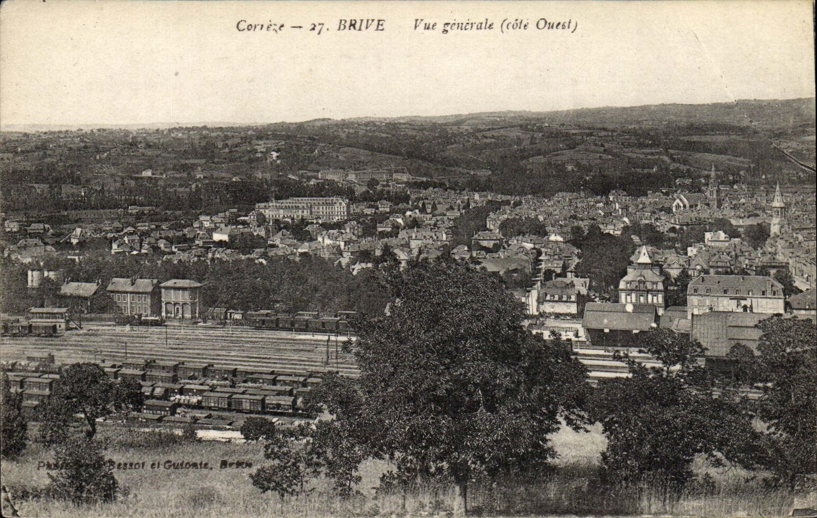 VINTAGE POSTCARD Brive View West coast Trains