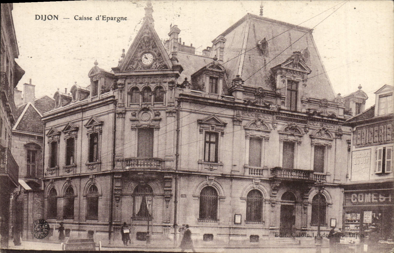 VINTAGE POSTCARD Dijon Savings bank