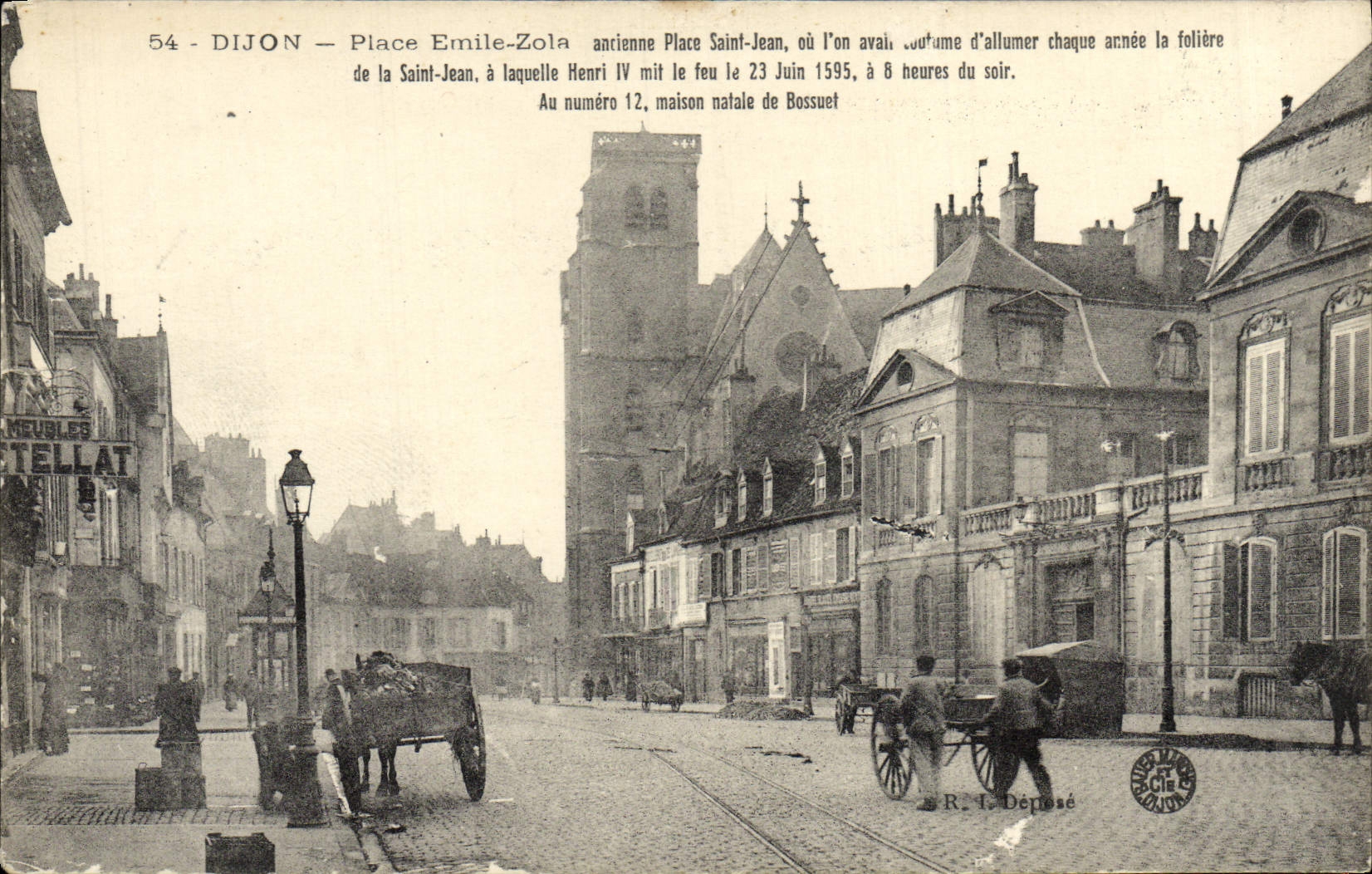 VINTAGE POSTCARD Dijon Places Emile Zola