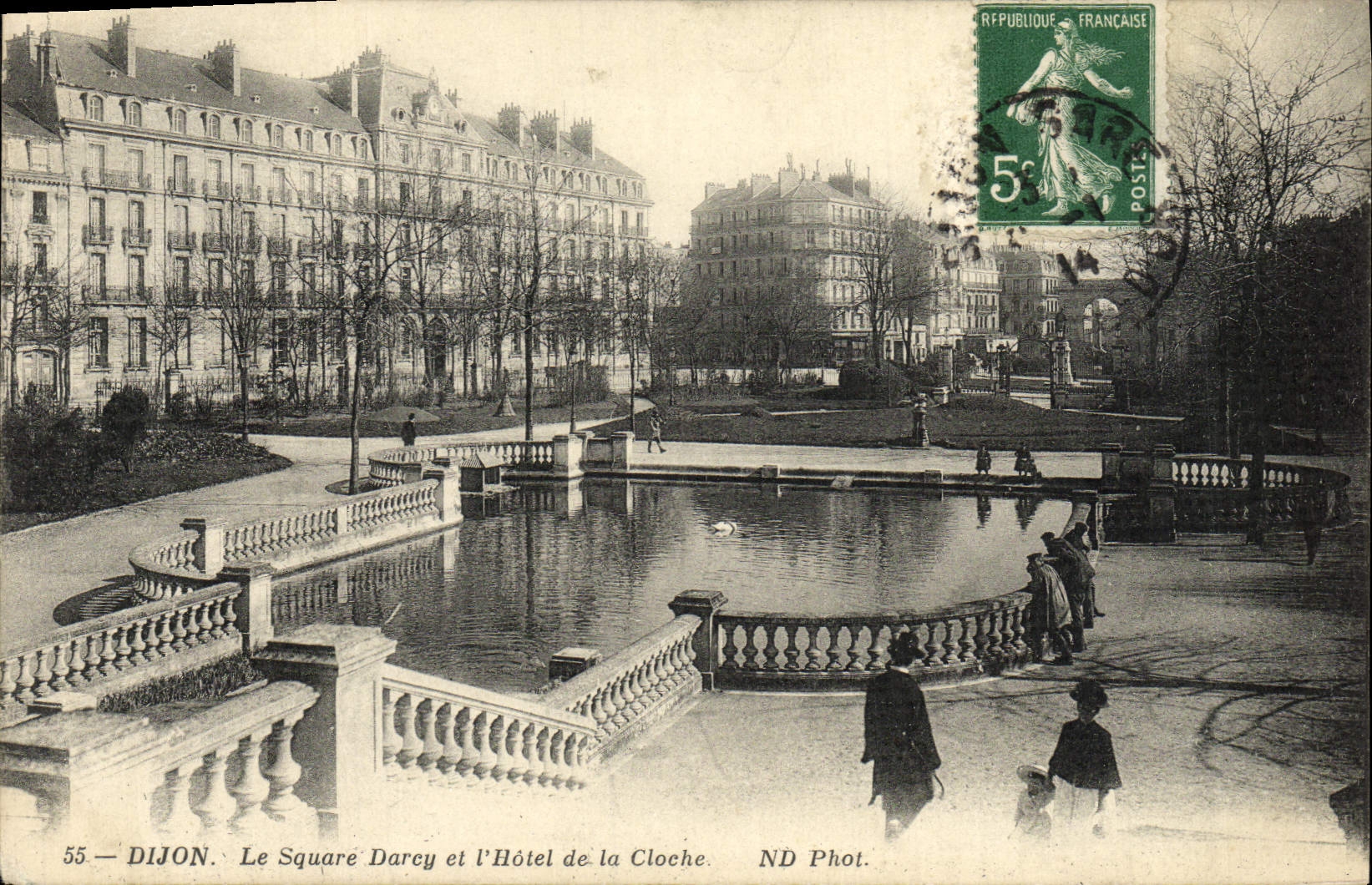 VINTAGE POSTCARD Dijon the Public garden Darcy and the hotel of the bell