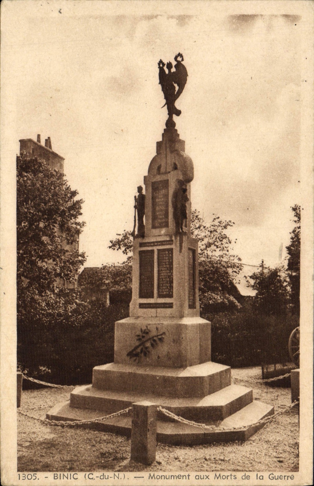VINTAGE POSTCARD Binic War memorial Militaria