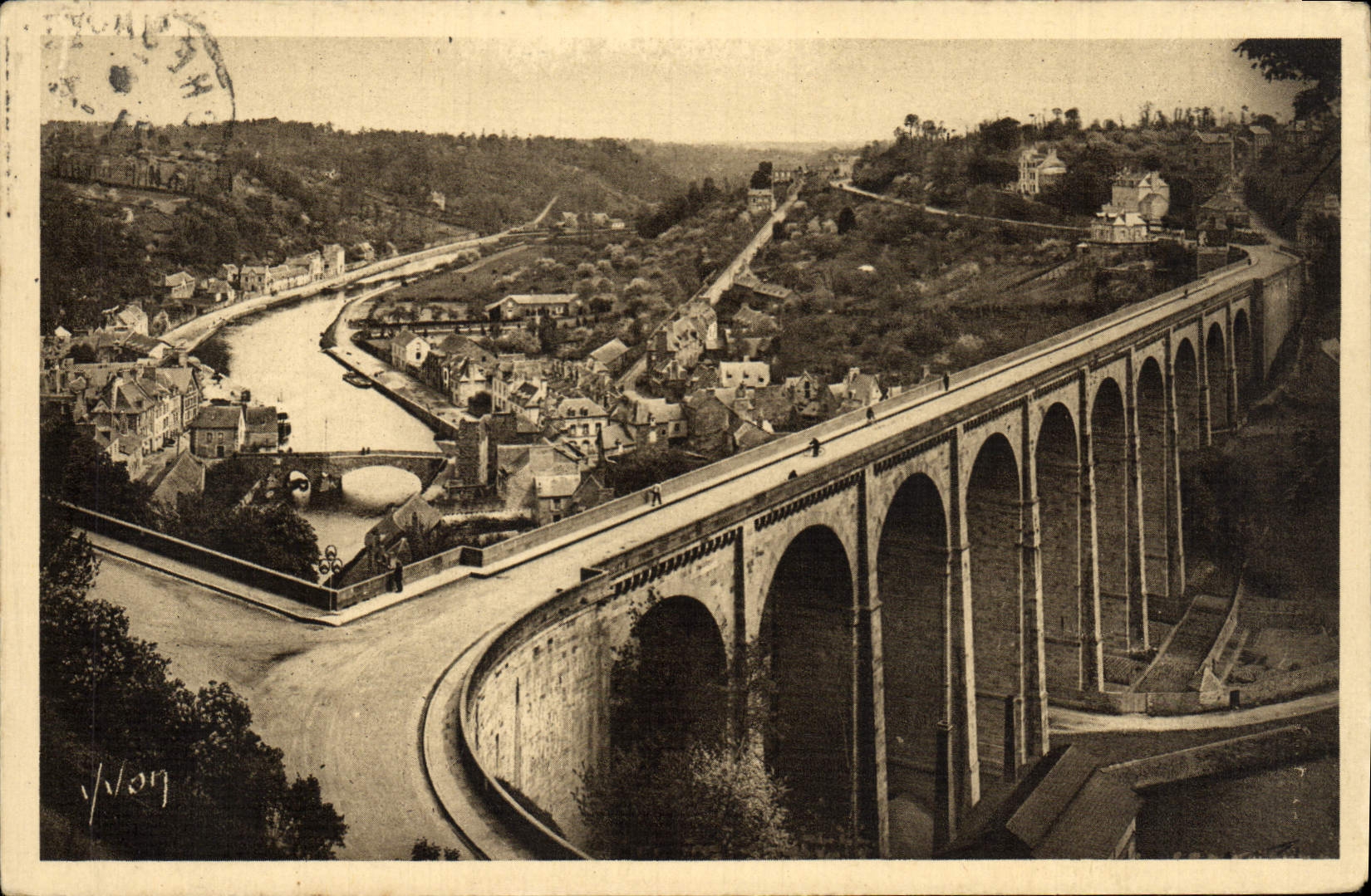 VINTAGE POSTCARD Brittany Dinan the Viaduct of Lanvallay and the Valley of the Rancid one