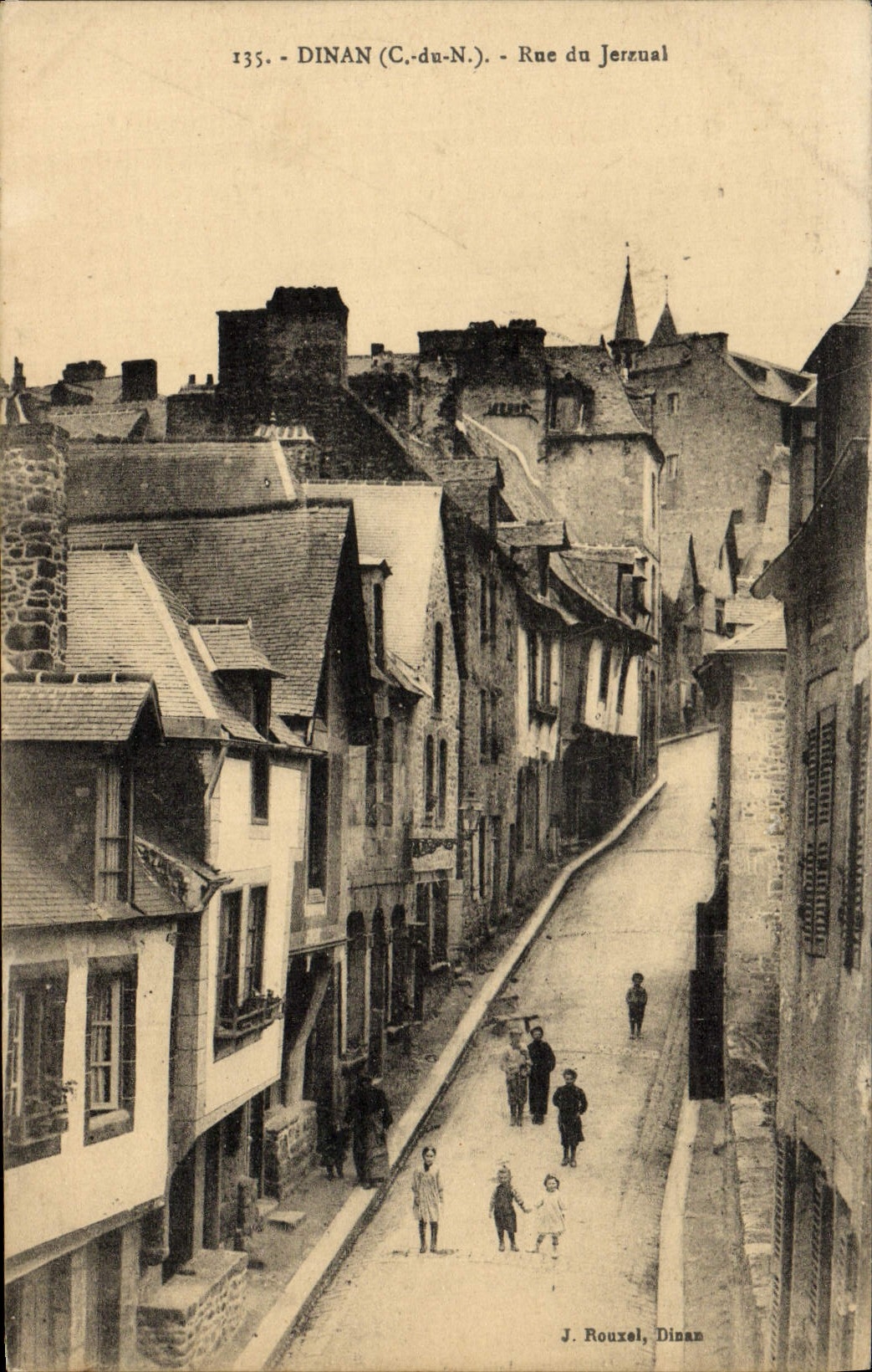 VINTAGE POSTCARD Dinan Street of Jerzual Children