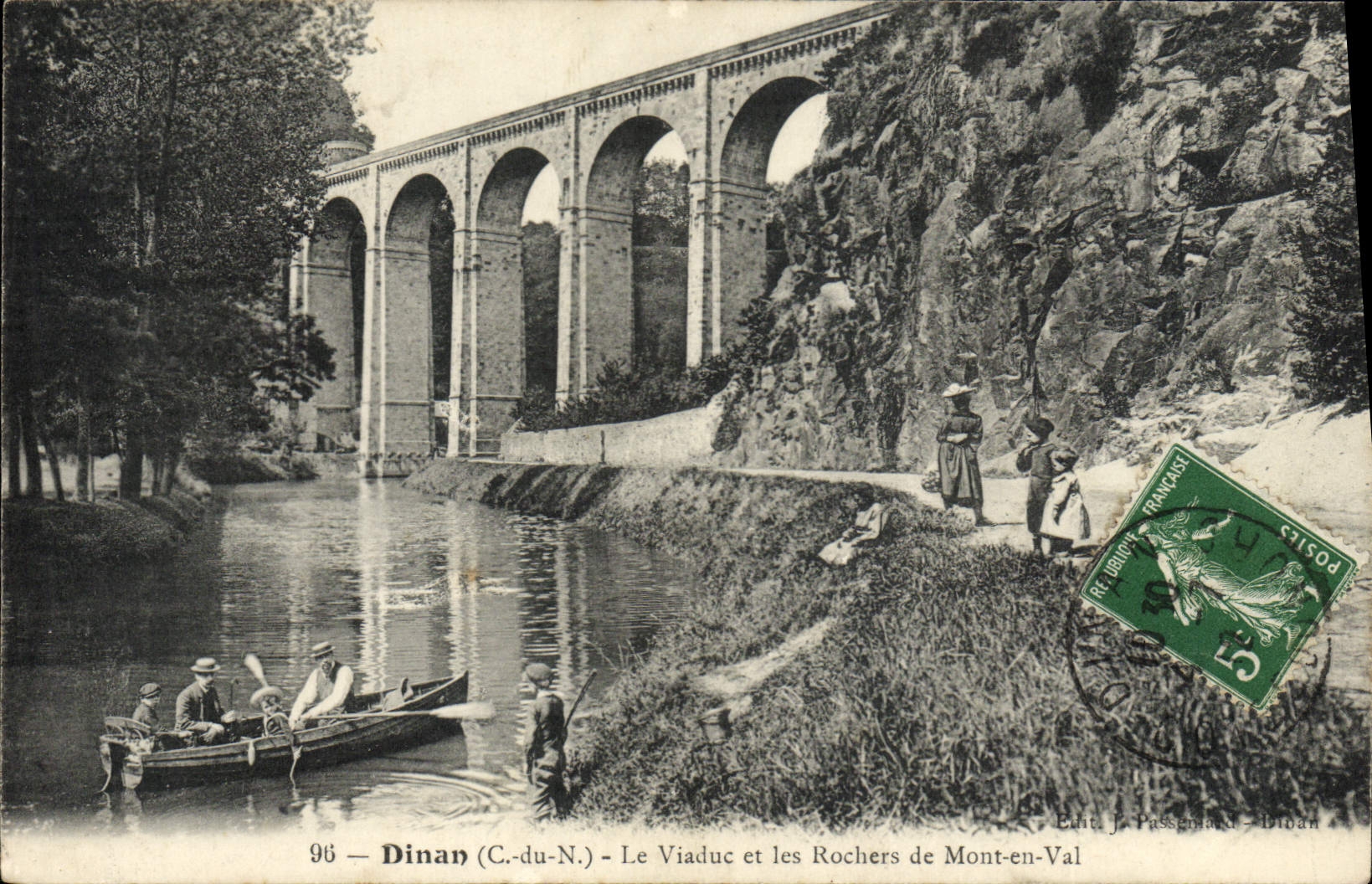 VINTAGE POSTCARD Dinan the Viaduct and Rocks of Mount in Valley
