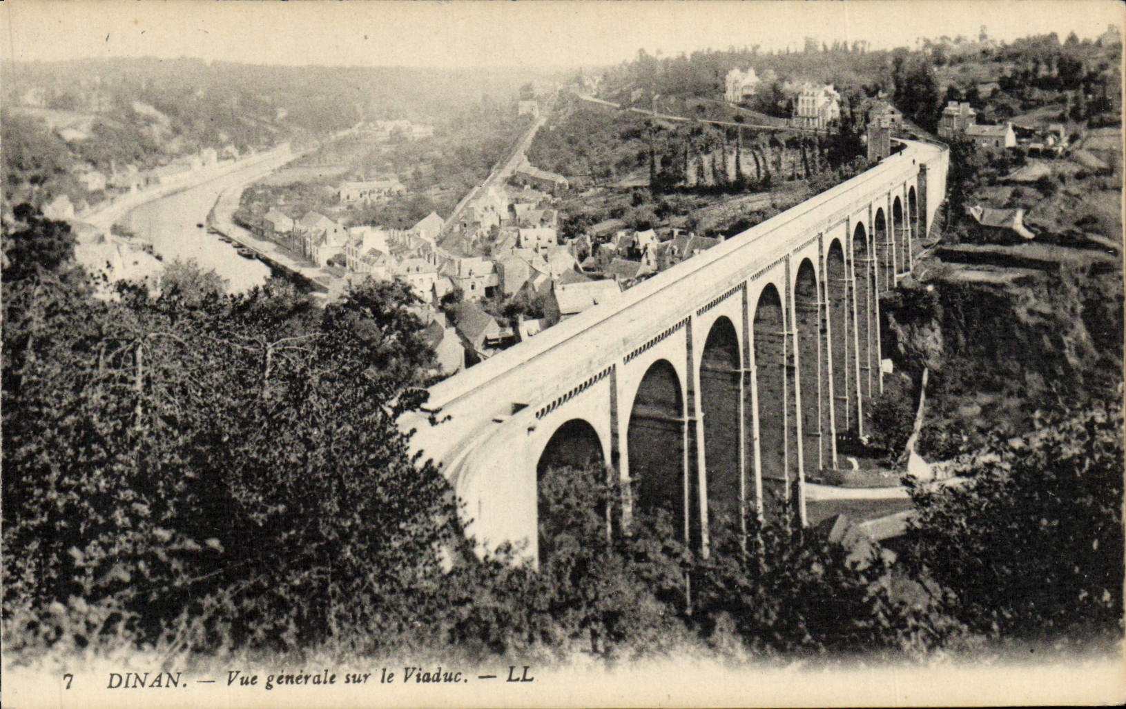 VINTAGE POSTCARD Dinan View on the Viaduct
