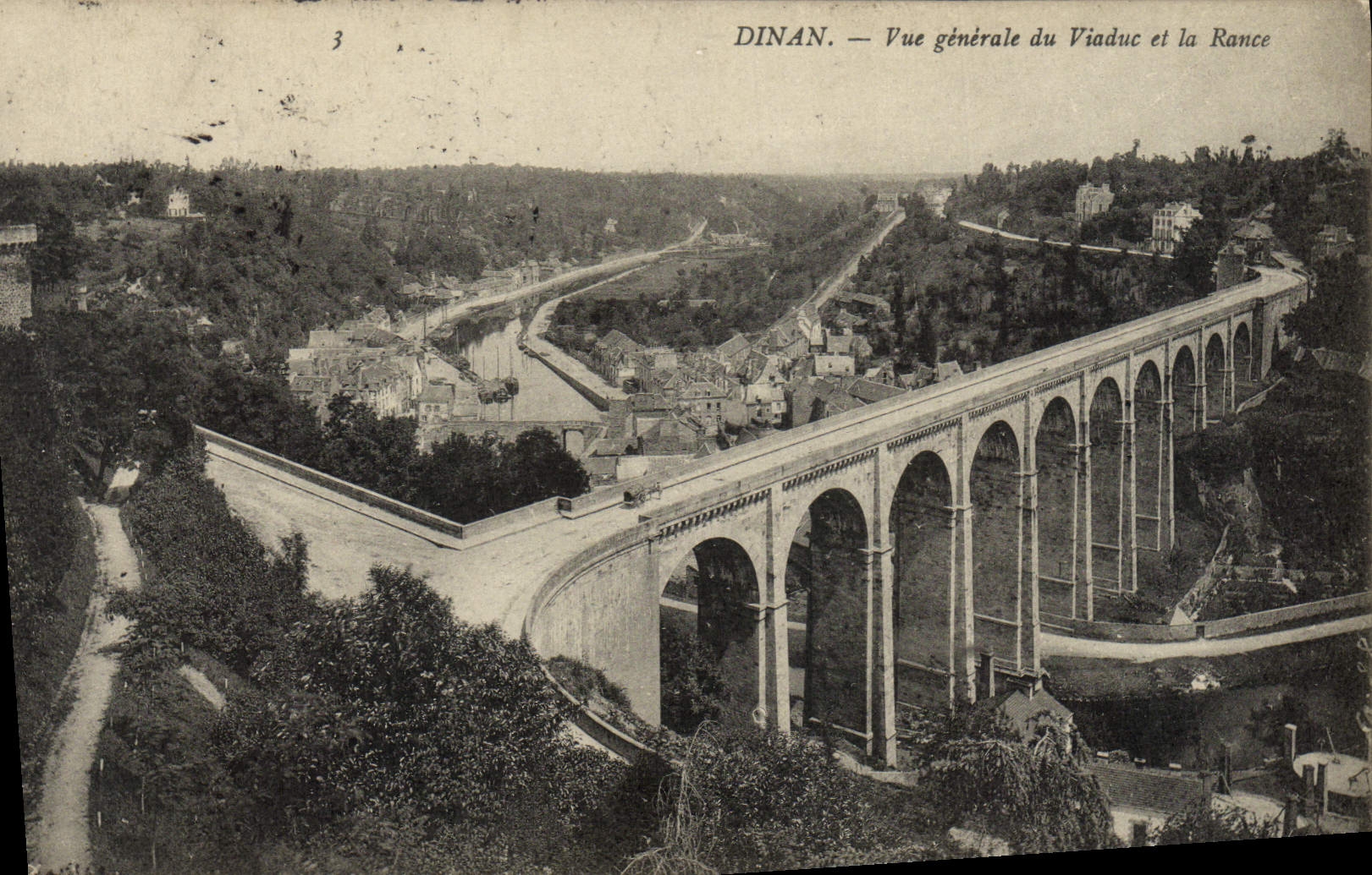 VINTAGE POSTCARD Dinan View of the Viaduct and the Rancid one