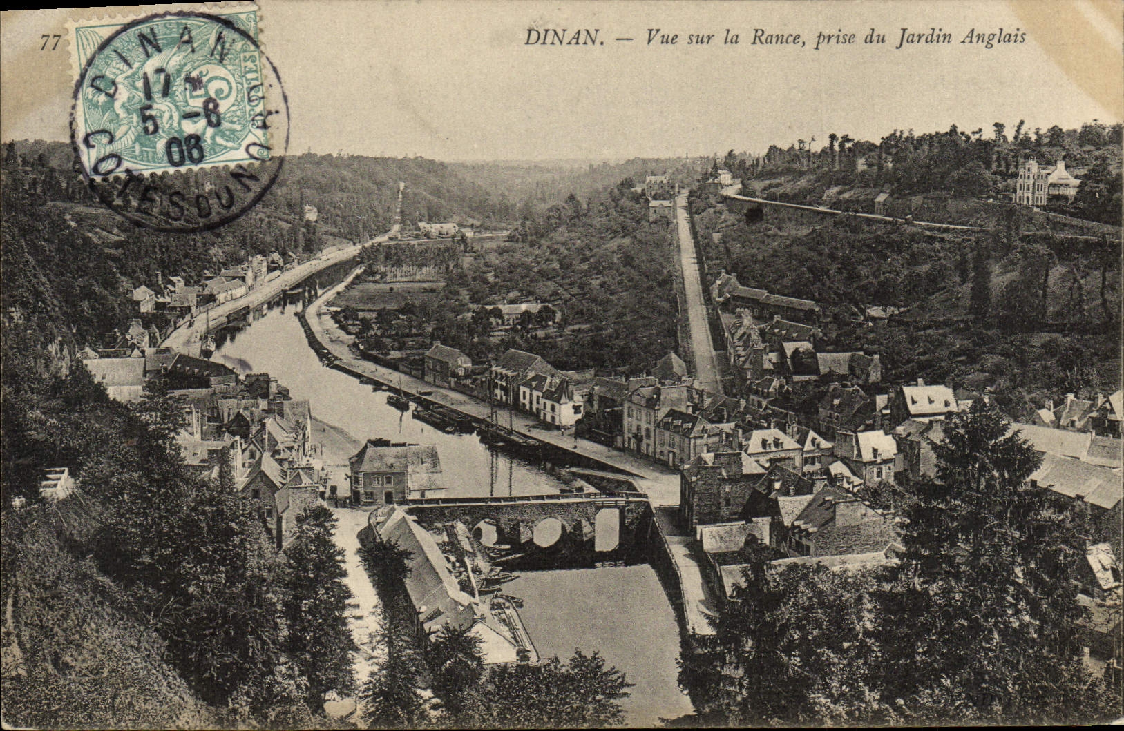 VINTAGE POSTCARD Dinan Seen on the Rancid catch of the English Garden