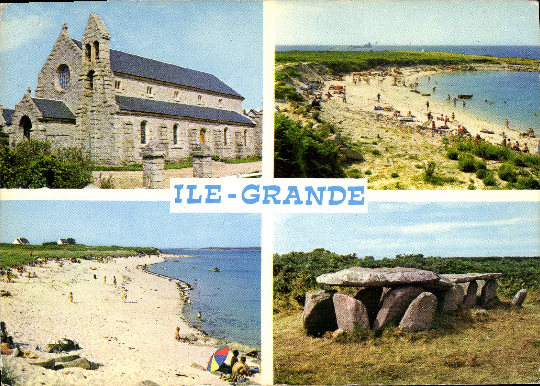MODERN CARD Large Island the Church the beach of Gelin Port the beach of Toul Gwen and the shady walk