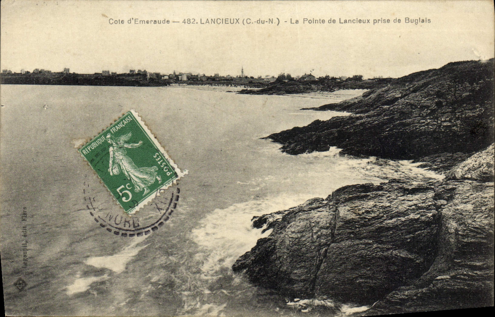 VINTAGE POSTCARD Lancieux Top of Lancieux taken of Buglais