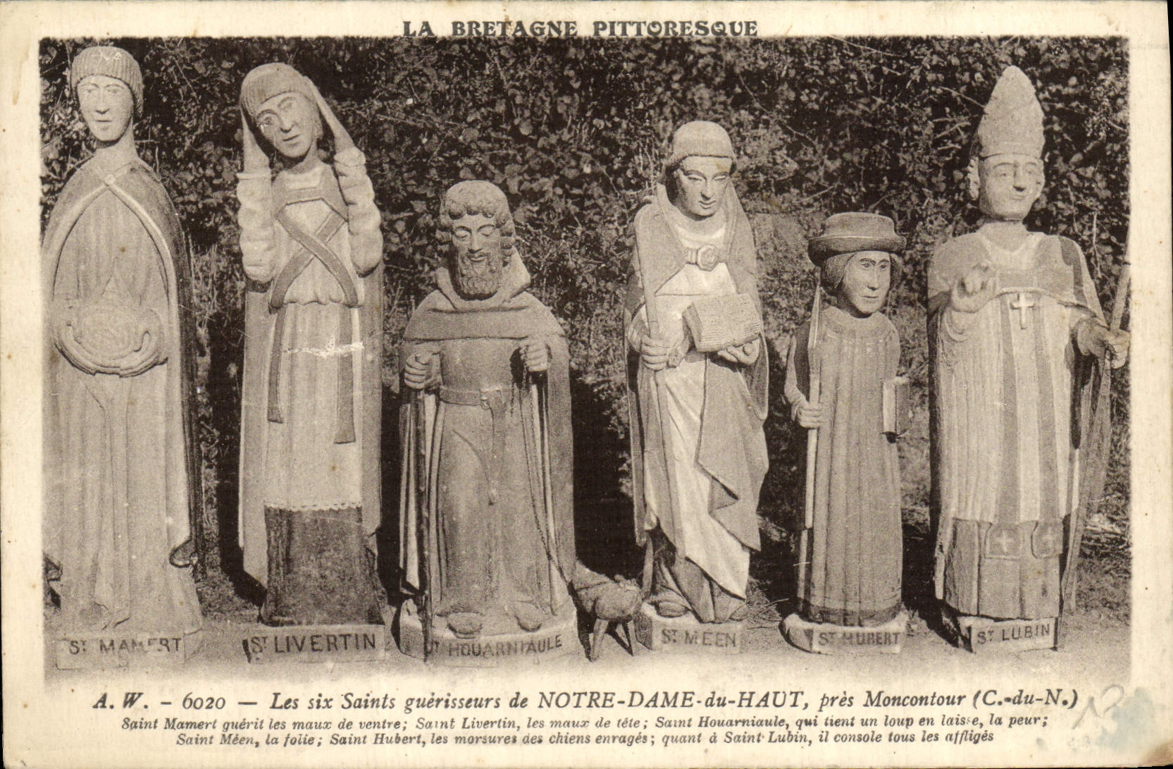 VINTAGE POSTCARD the six Saints healers of Notre Dame Top close Montoncourt