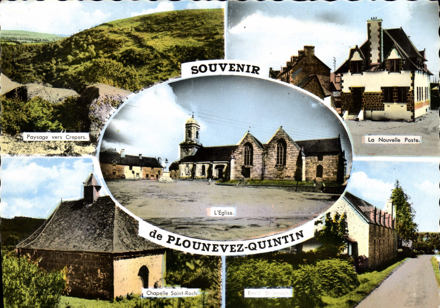 CPM Souvenir de Plounevez Quintin Crepers La nouvelle Poste chapelle Saint Roch 