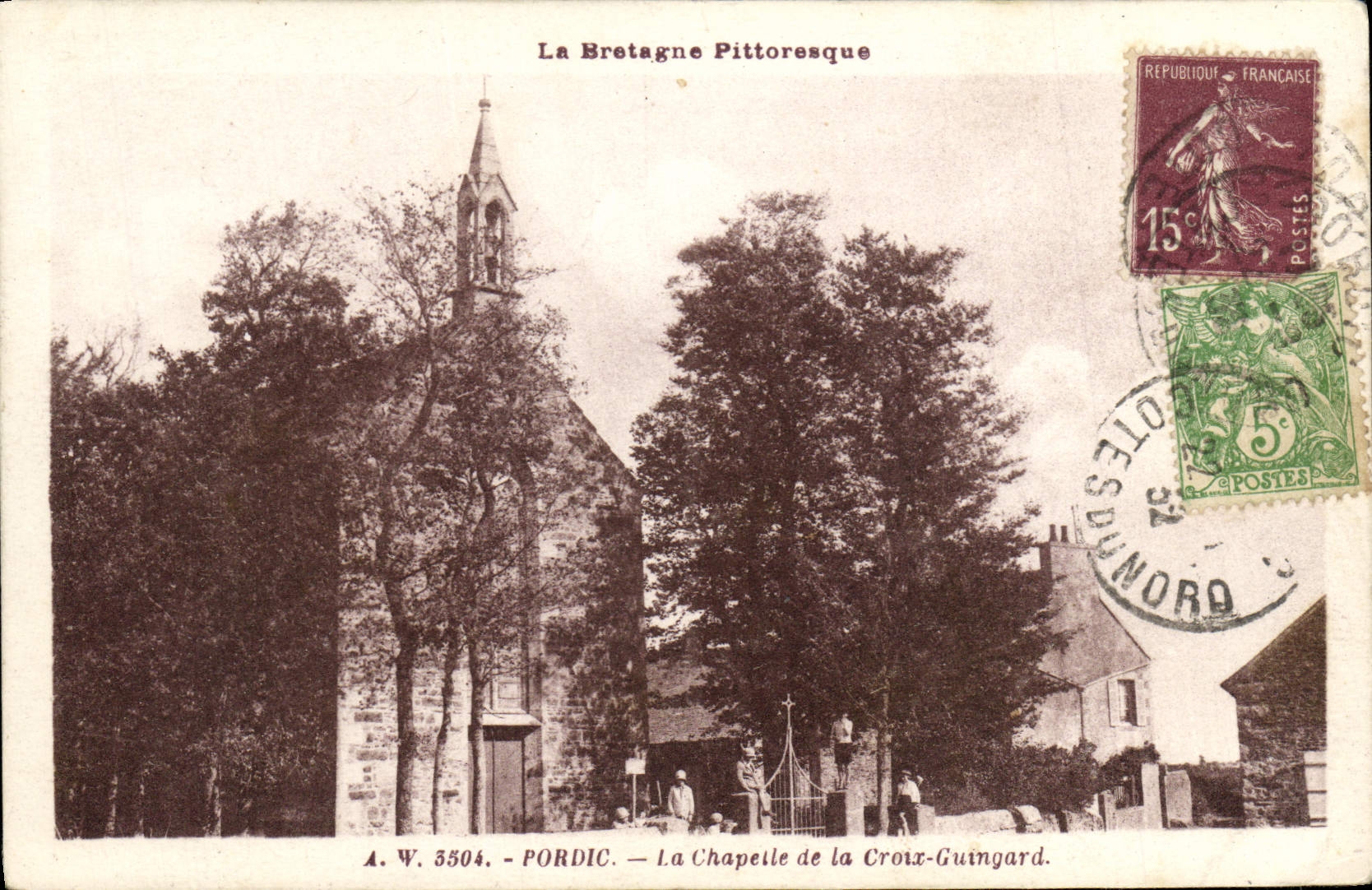 VINTAGE POSTCARD Picturesque Brittany Pordic La Chapelle of the Guingard Cross