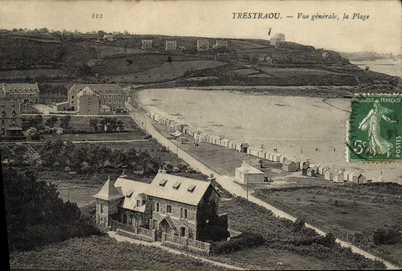 VINTAGE POSTCARD Trestraou View the Beach