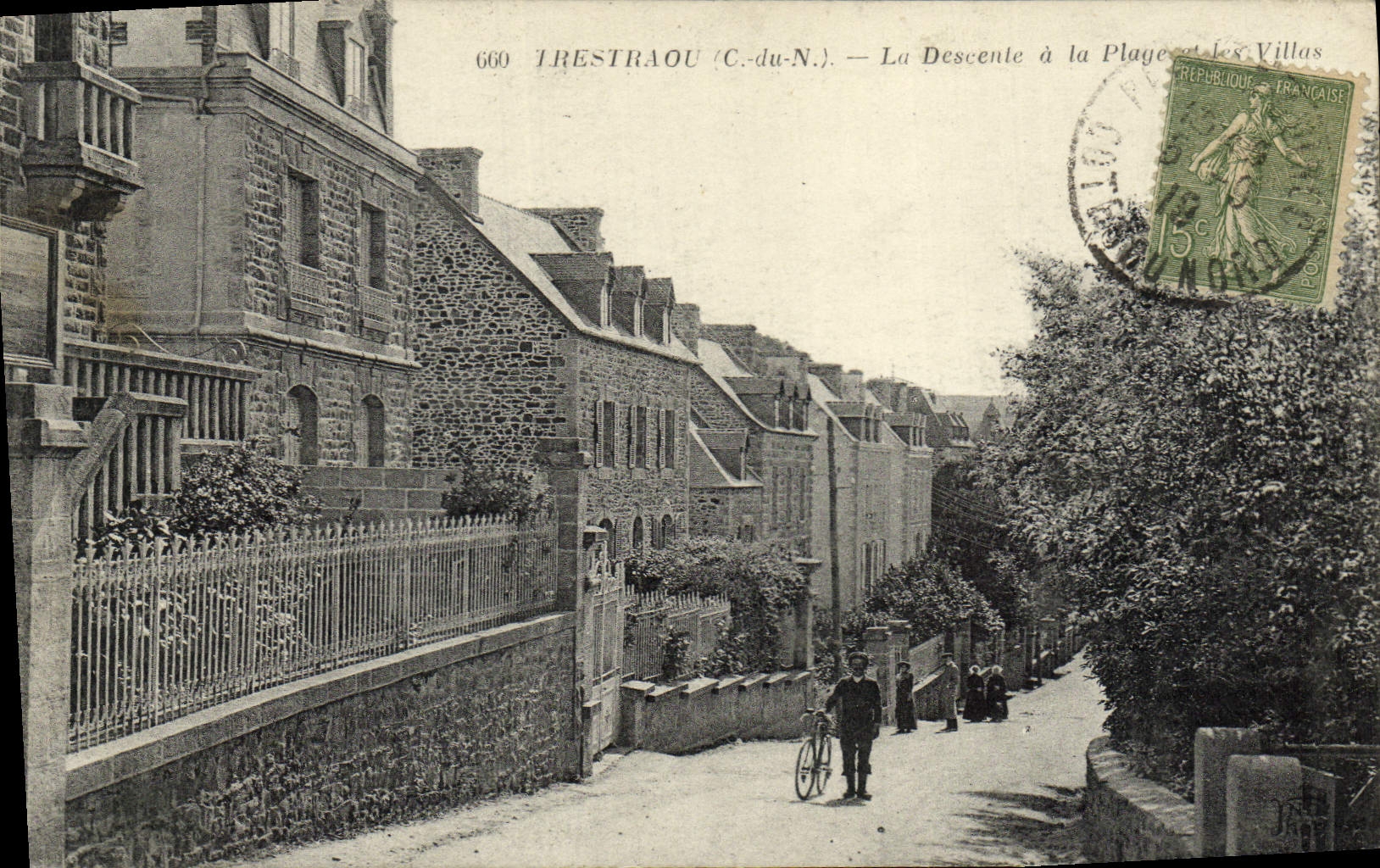 VINTAGE POSTCARD Trestraou Descent With the Beach Villas