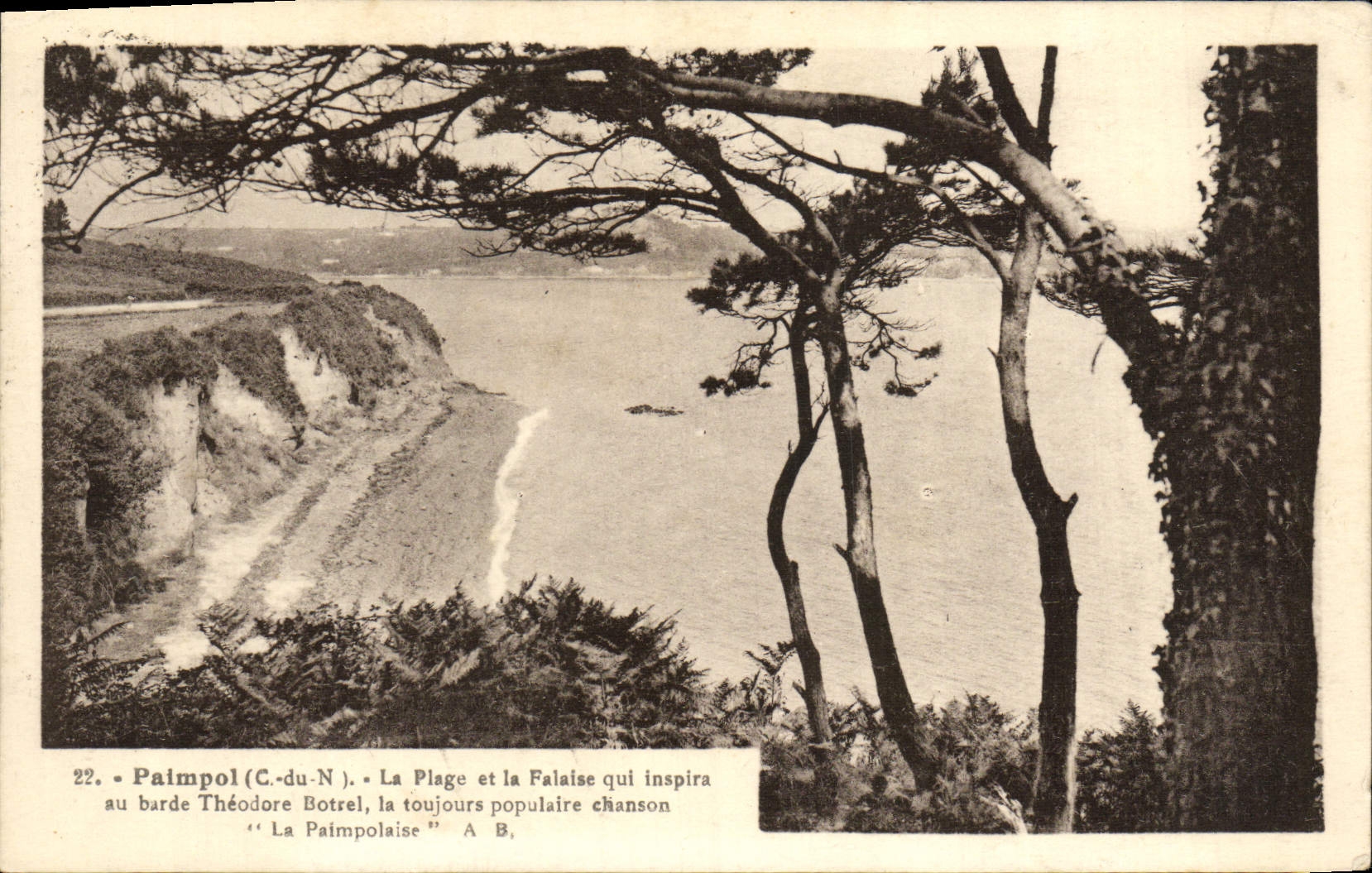 CPA Paimpol La plage et la falaise