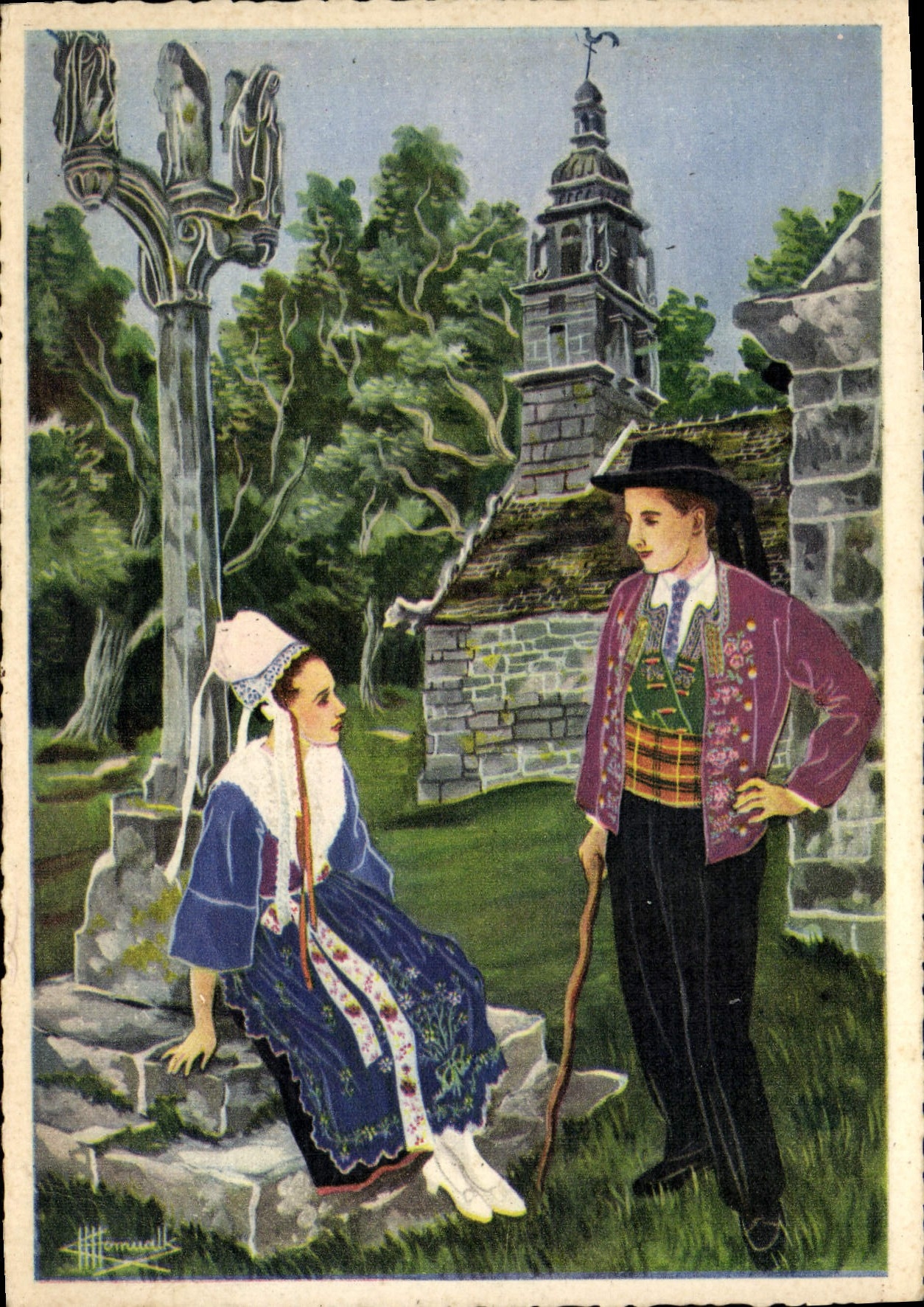 MODERN CARD By Traversing Brittany Church Saint Claude Environs De Plougastel Cornouailles folklore