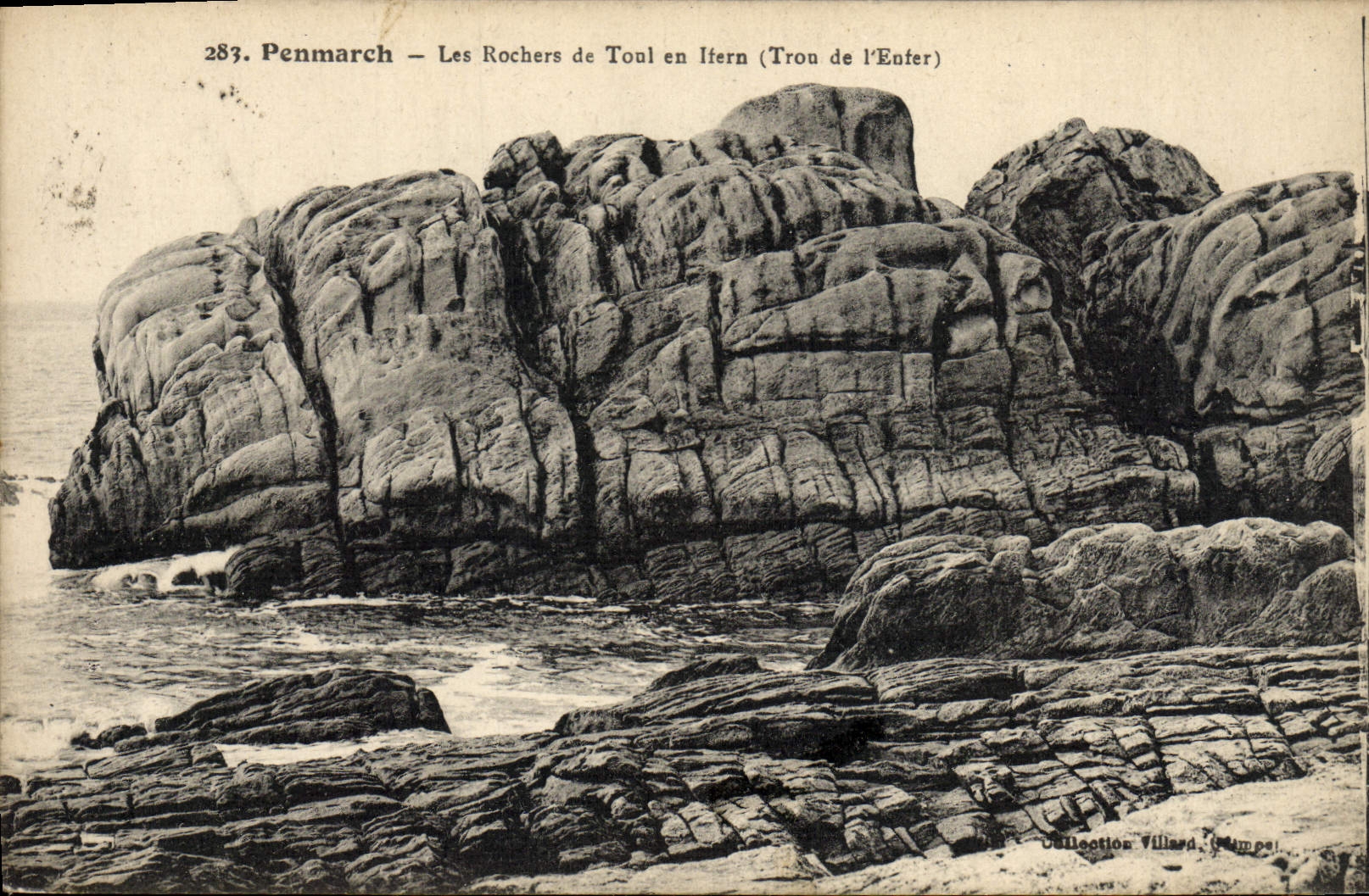 VINTAGE POSTCARD Penmarch the Rocks De Toul In Ifern Hole of the hell