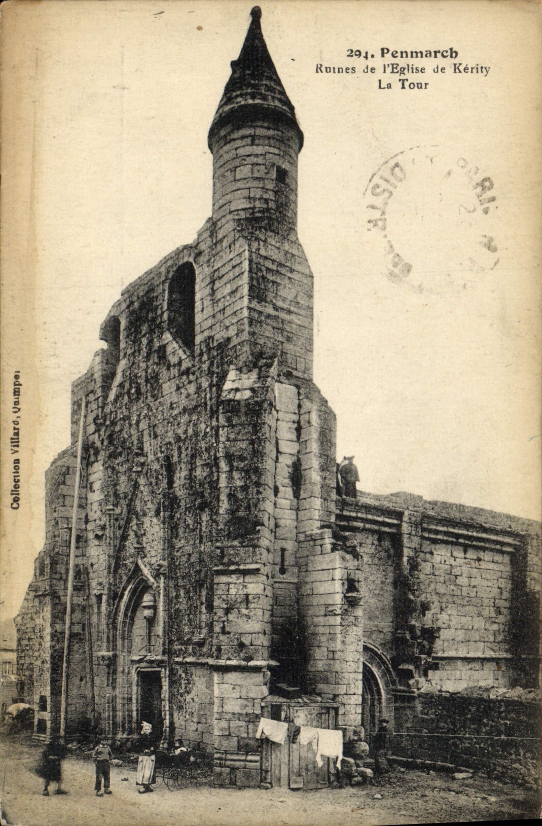 VINTAGE POSTCARD Penmarch Ruins Of the Church De Kerity the Tower