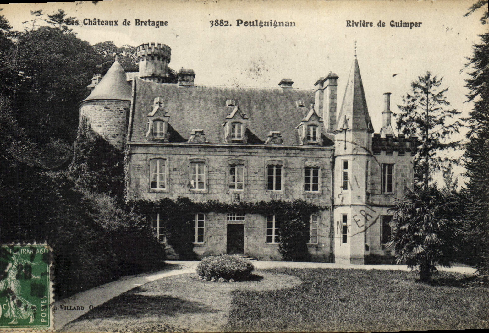 VINTAGE POSTCARD Castles of Brittany Poulguignan River of Quimper