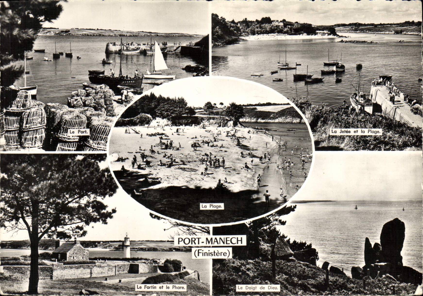 MODERN CARD the Beach Manech Port the fort and the Lighthouse