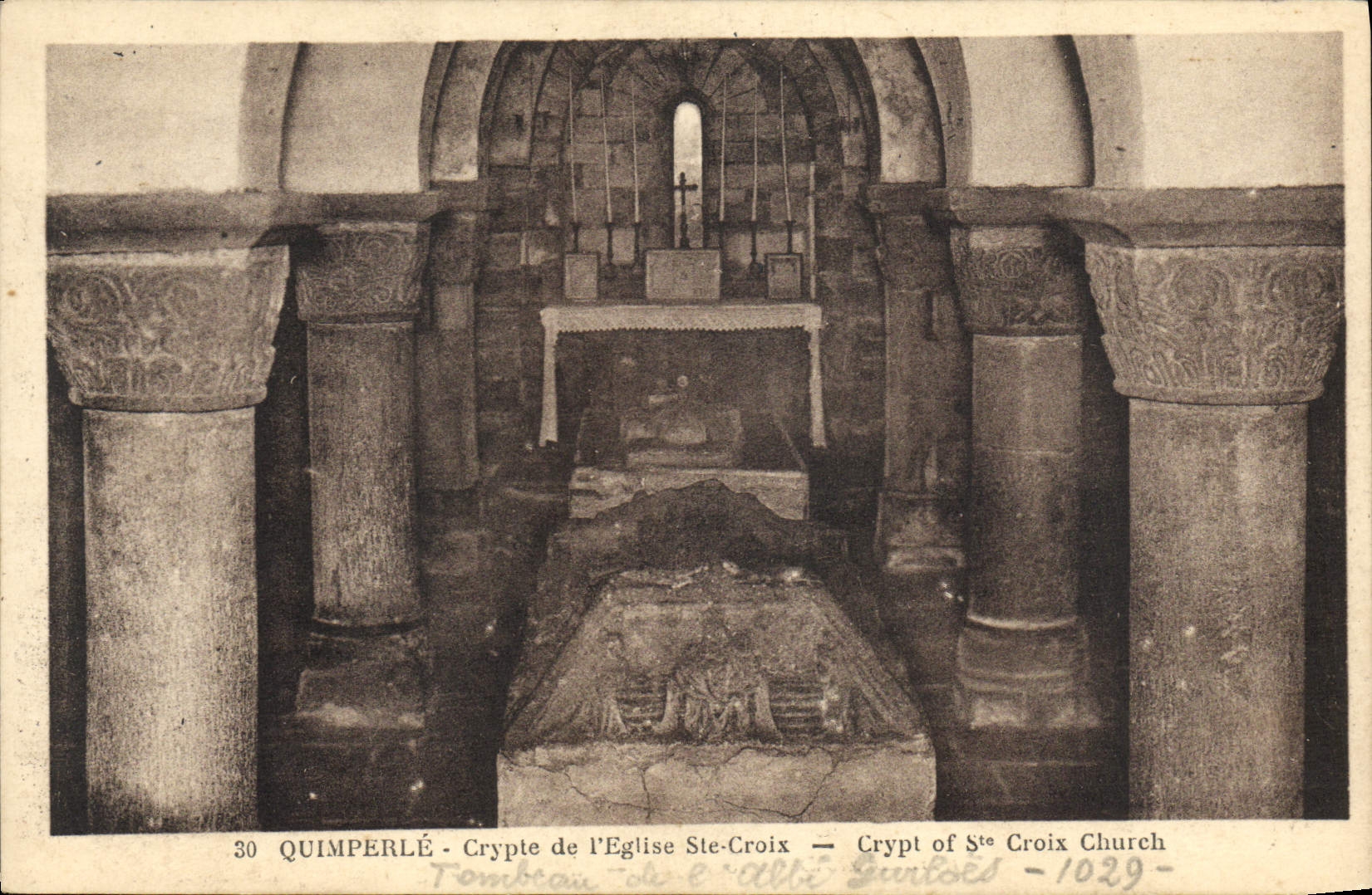 VINTAGE POSTCARD Quimperle Crypt of the Church co. Cross