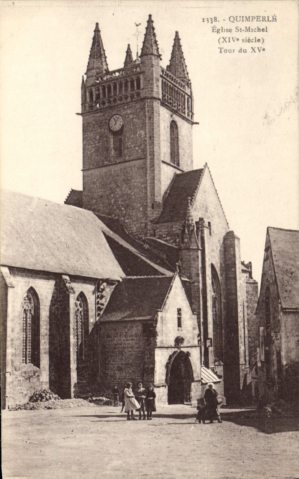 VINTAGE POSTCARD Quimperle the Church St Michel Turn of 15th