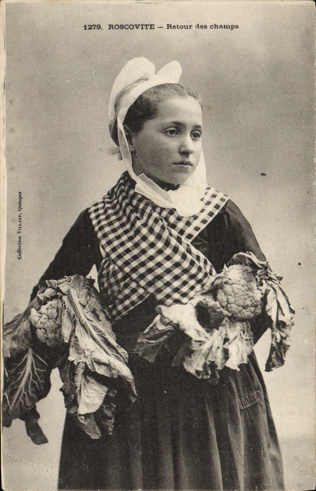 Vuelta de Roscovite de la POSTAL de la VENDIMIA del folklore de Roscoff de los campos