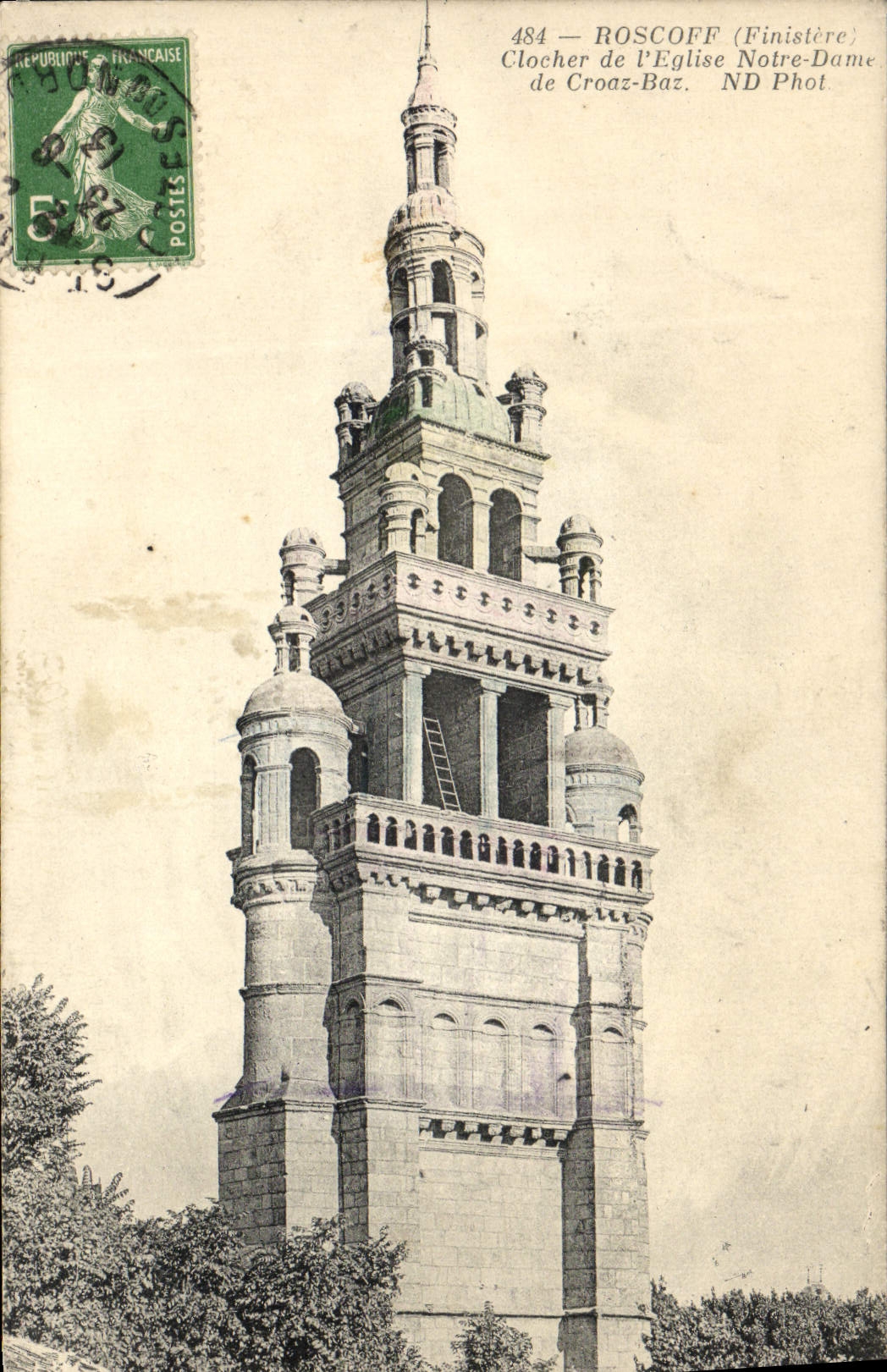 VINTAGE POSTCARD Roscoff Bell-tower of the Church Notre Dame de Croaz Baz