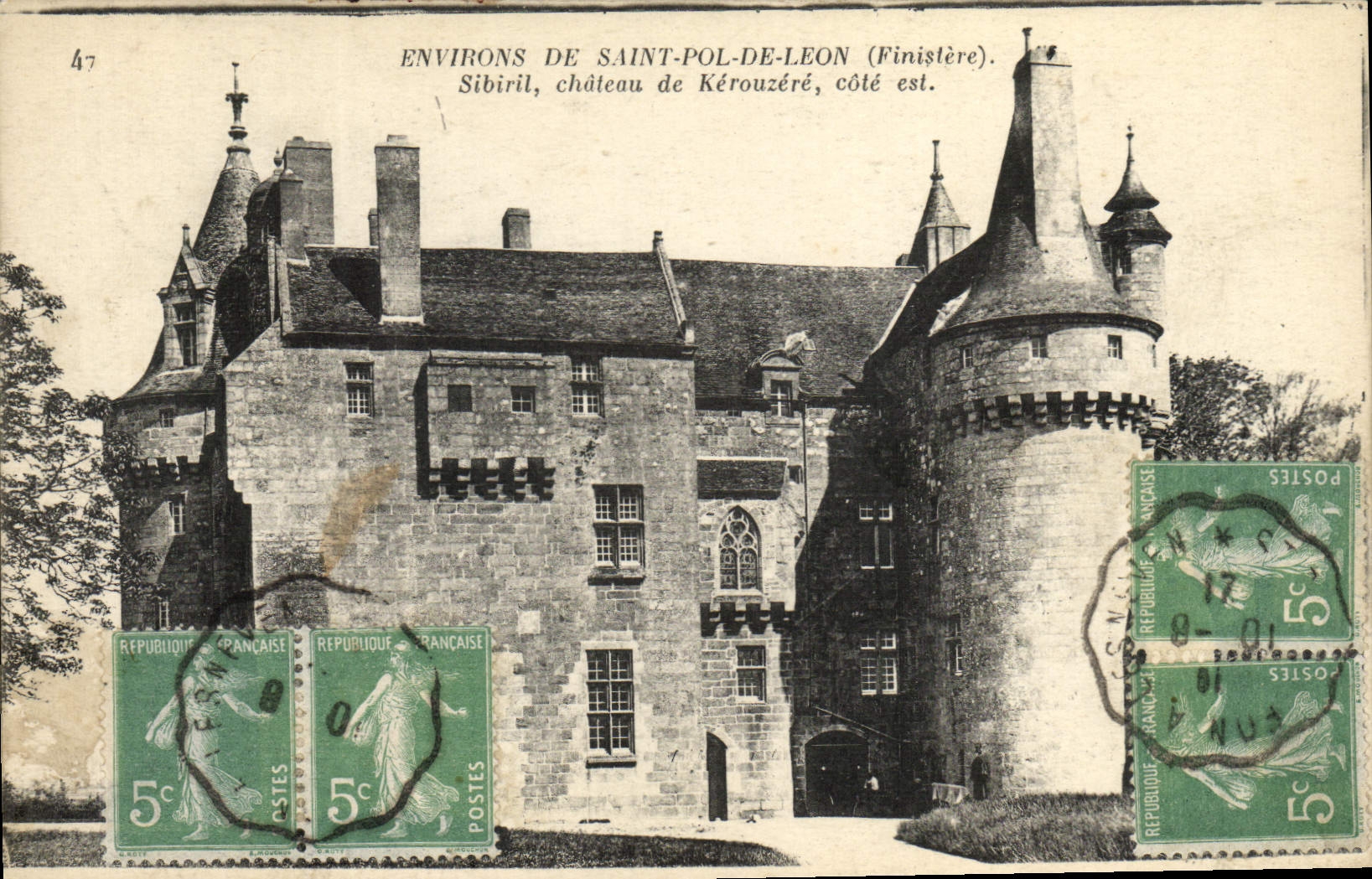 VINTAGE POSTCARD Surroundings of Saint pol. Of Leon Sibiril castle of Kerouzere
