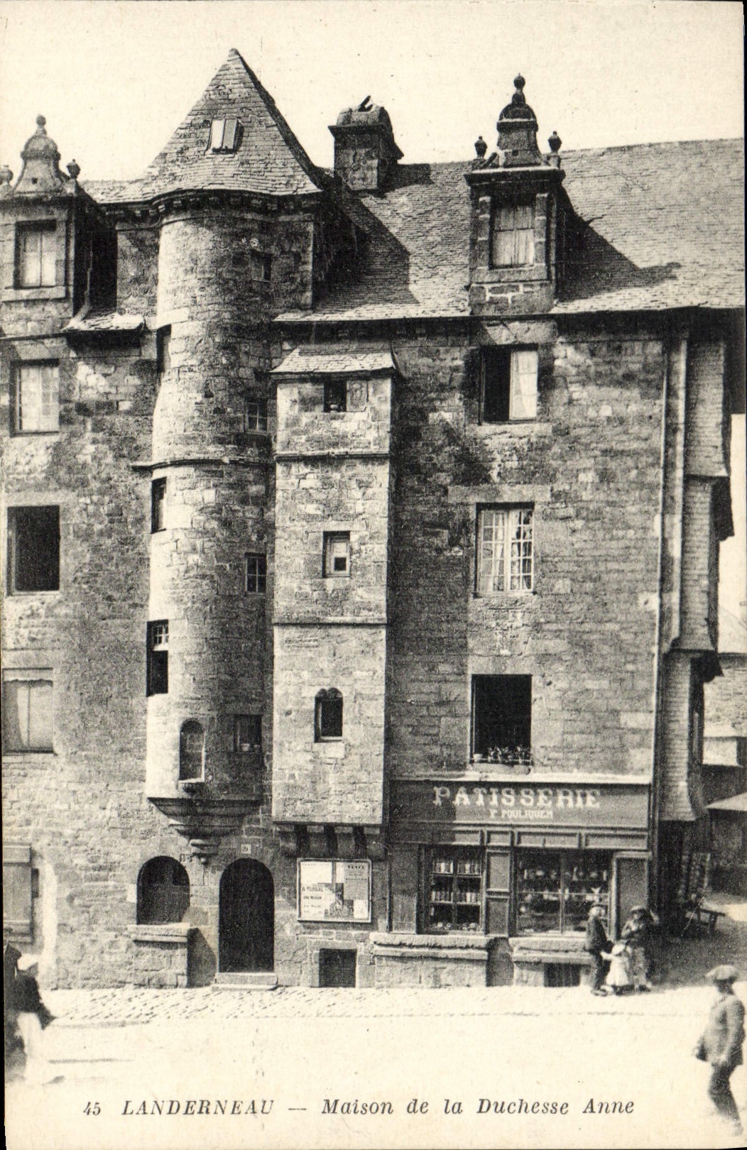 VINTAGE POSTCARD Landerneau House of the Duchess Anne Patisserie