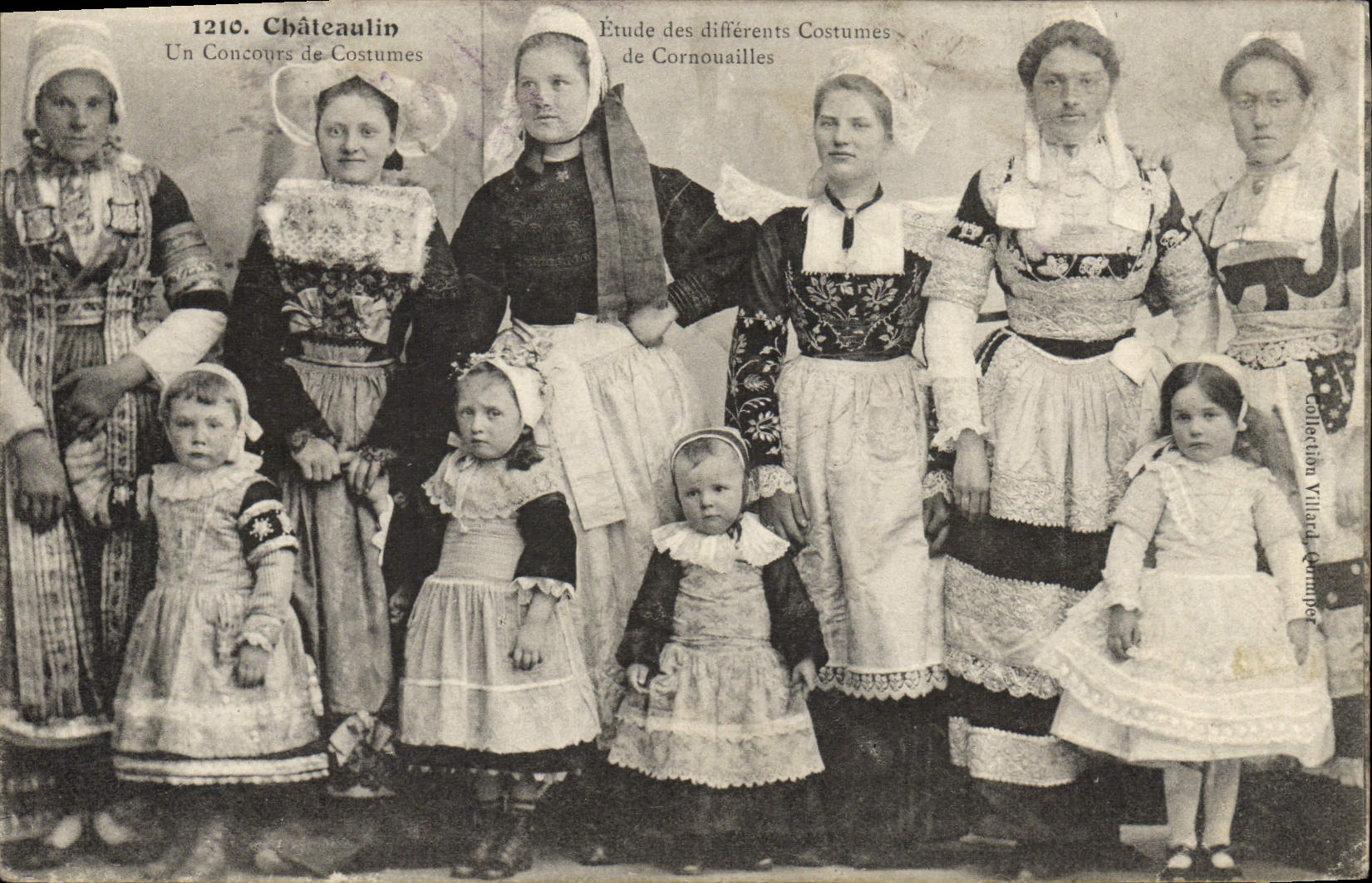 Detalles de Chateaulin de la POSTAL de la VENDIMIA de los varios trajes de Cornouailles