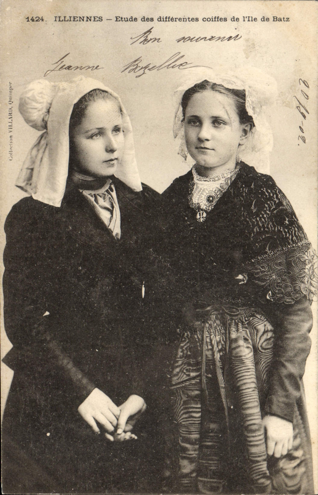 VINTAGE POSTCARD Illiennes Details of the various caps of I' of Batz Folklore