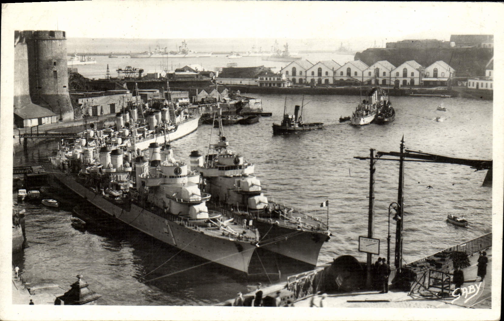 MODERN CARD Brest Against Destroyers in Penfeld At the bottom the roads Boats