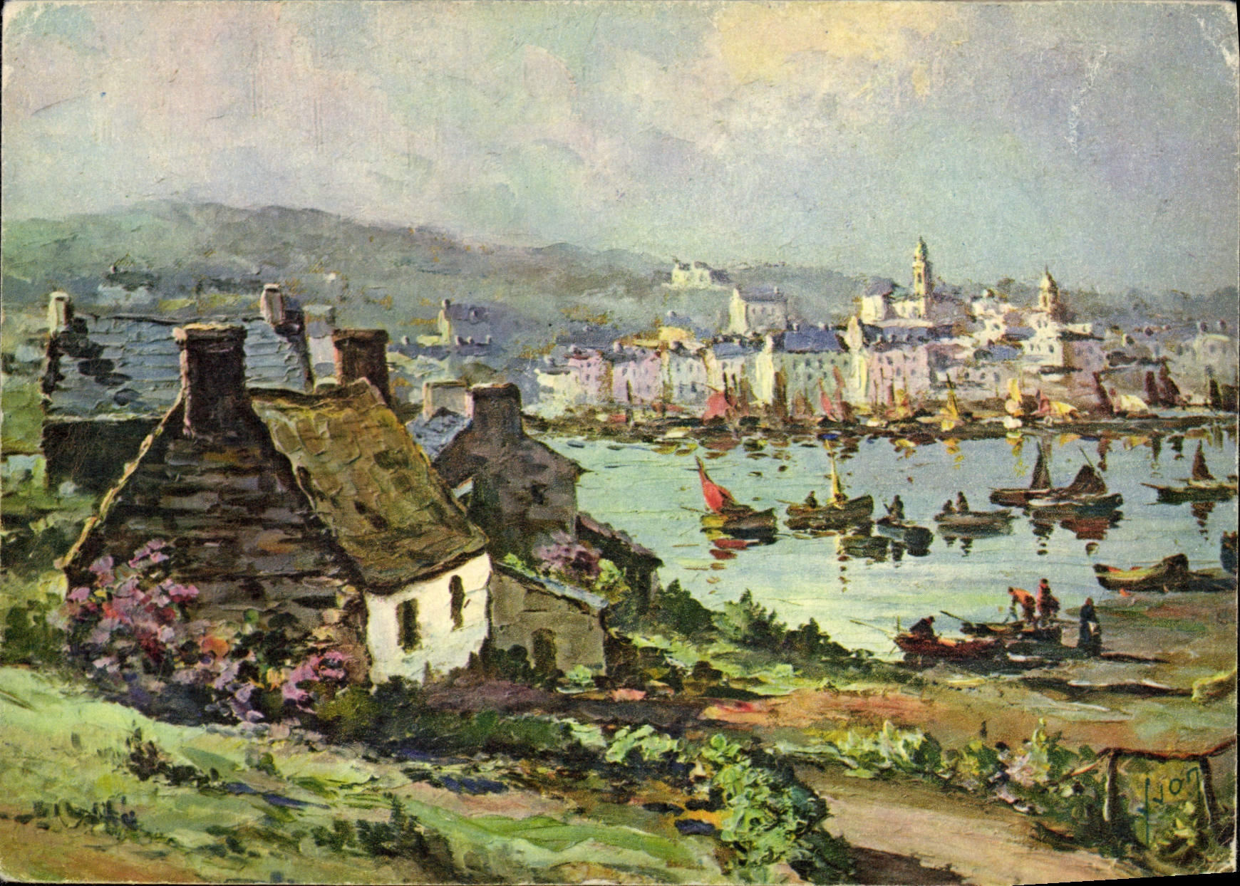 CPA Audierne Vue Generale du Port Bateaux