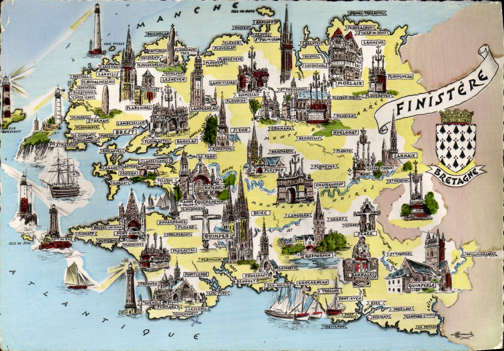 MODERN CARD the French Provinces Brittany Finistere