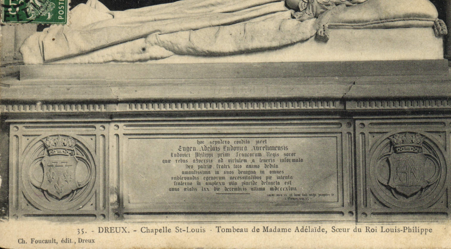 Hermana de St. Louis Tomb De Mademe Adelaide de la cámara acorazada de Dreux de la POSTAL de la VENDIMIA de rey Louis Felipe