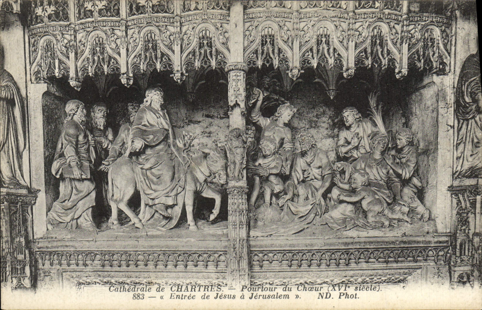 La POSTAL Cathedrale de la VENDIMIA de Chartres Poutour del estribillo inscrito de Jesús tiene Jerusalén