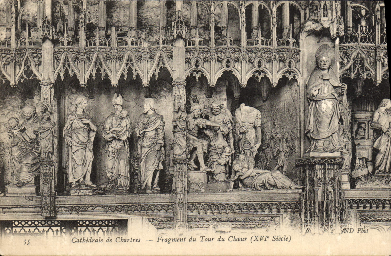 Catedral de la POSTAL de la VENDIMIA del fragmento de Chartres del estribillo de la vuelta