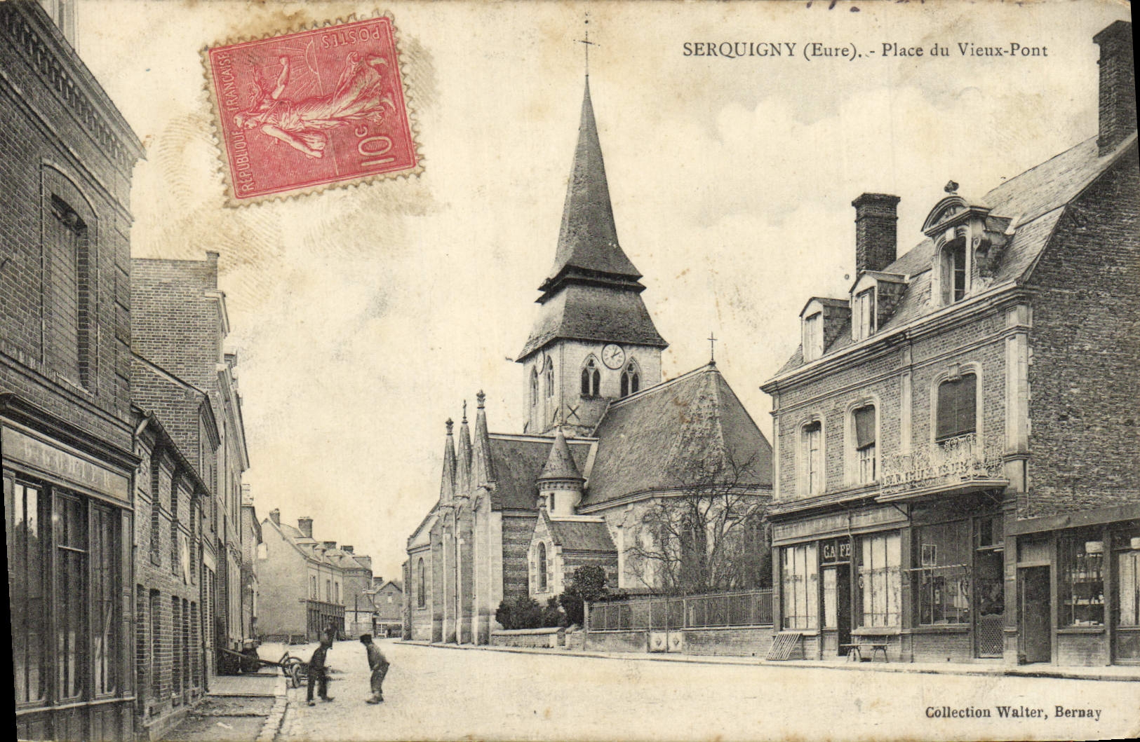 VINTAGE POSTCARD Serquigny Places Of the Old Bridge