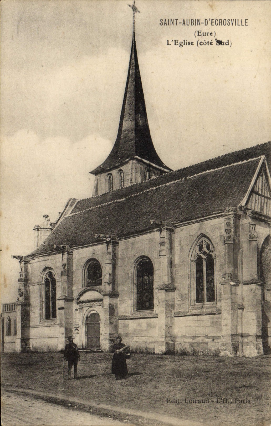 VINTAGE POSTCARD Holy Aubin d' Ecrosville the Church