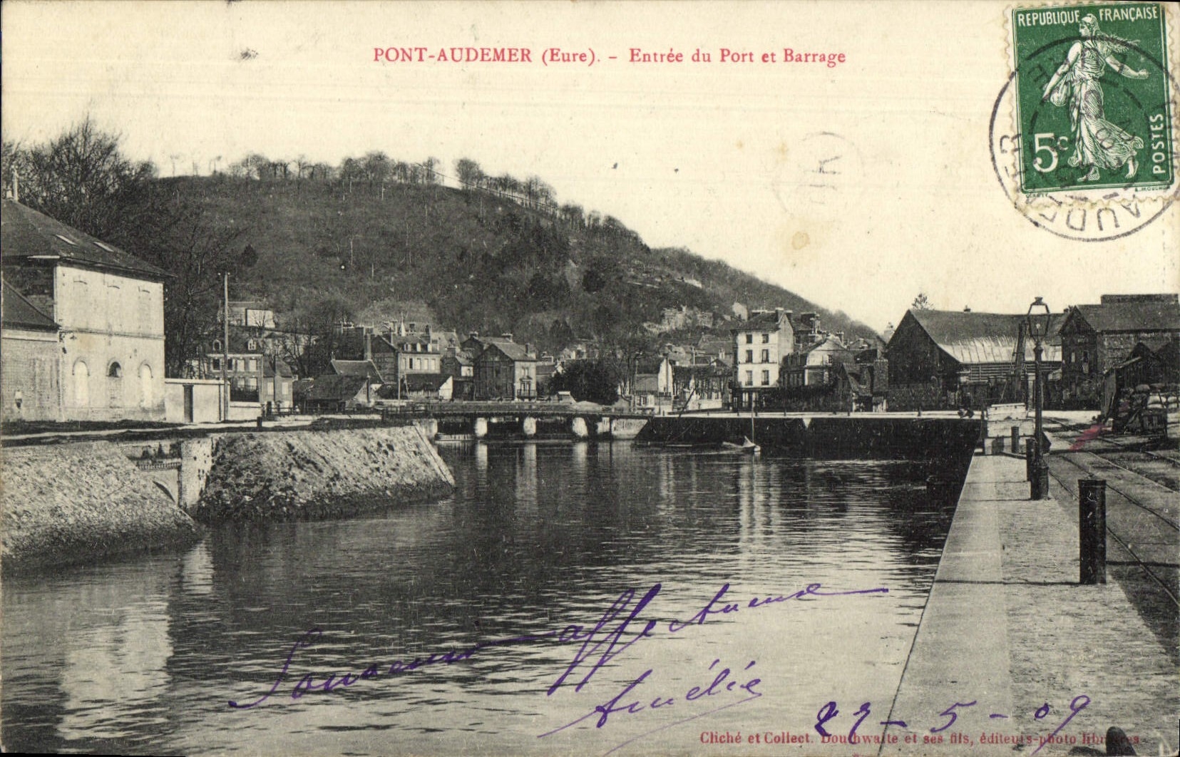 VINTAGE POSTCARD Audemer Bridge Entered Of the Port And Stopping