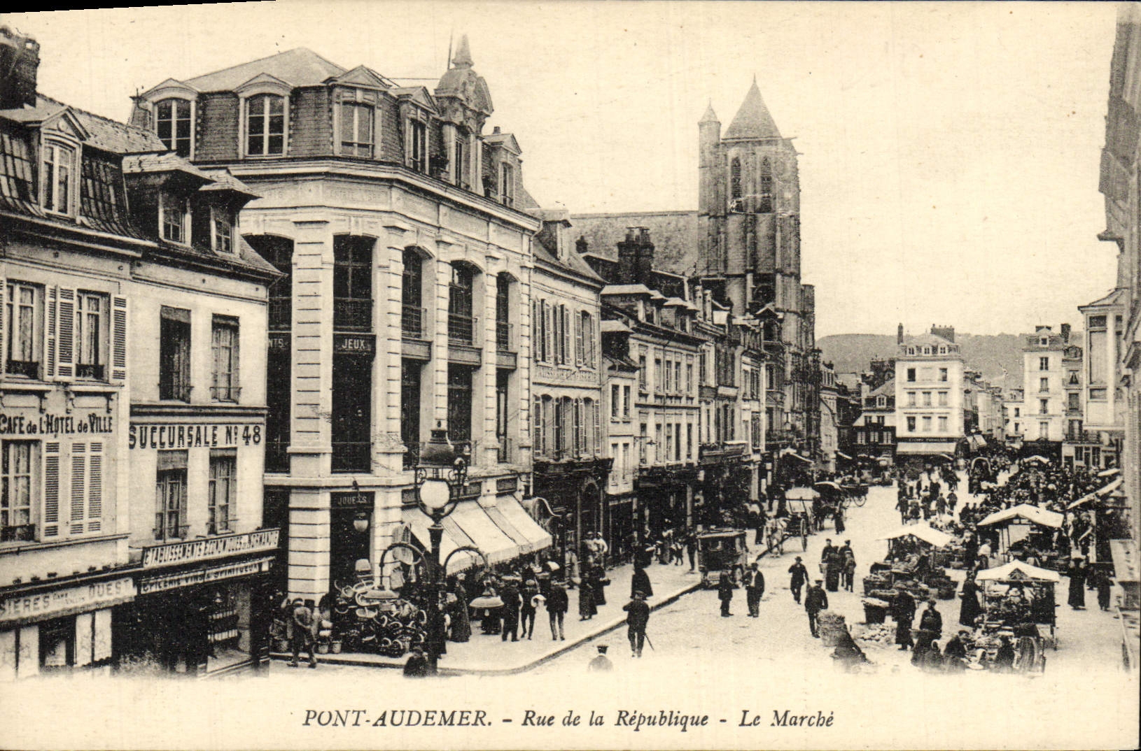 Calle de Audemer del puente de la POSTAL de la VENDIMIA del mercado de la república