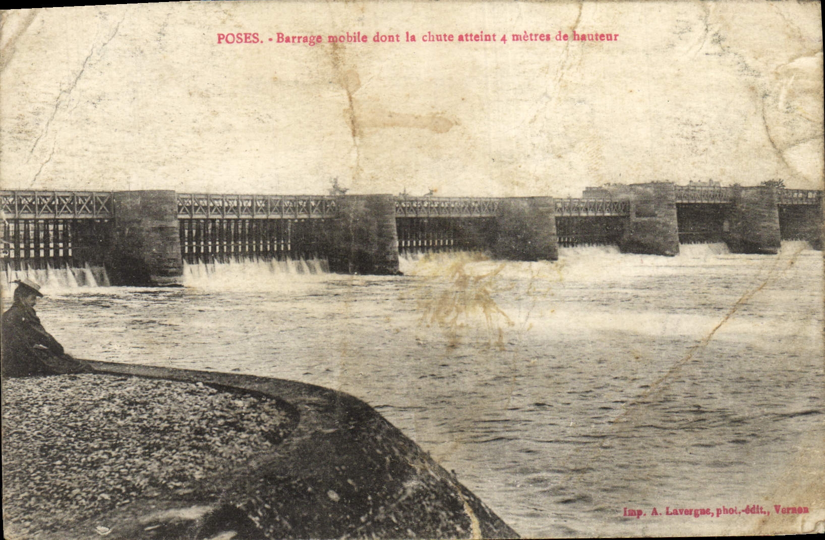 CPA Poses Barrage Mobile Dont La Chute Atteint 4 metres de hauteur